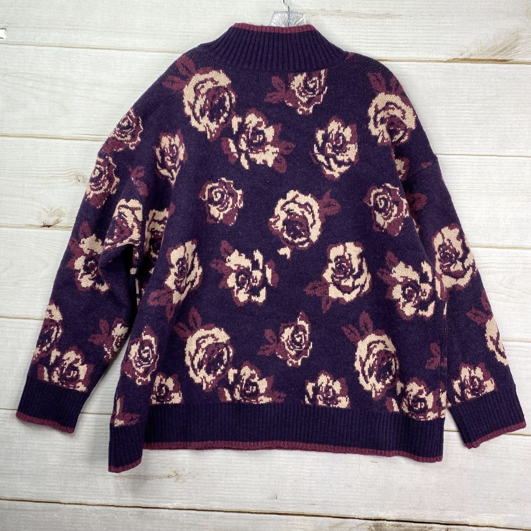 Vintage Joseph A Sweater Womens 3X Purple Floral Mock Neck Pullover Knit Stretchy NWT Size XXL / US 16-18 / IT 52-54 - 2 Thumbnail