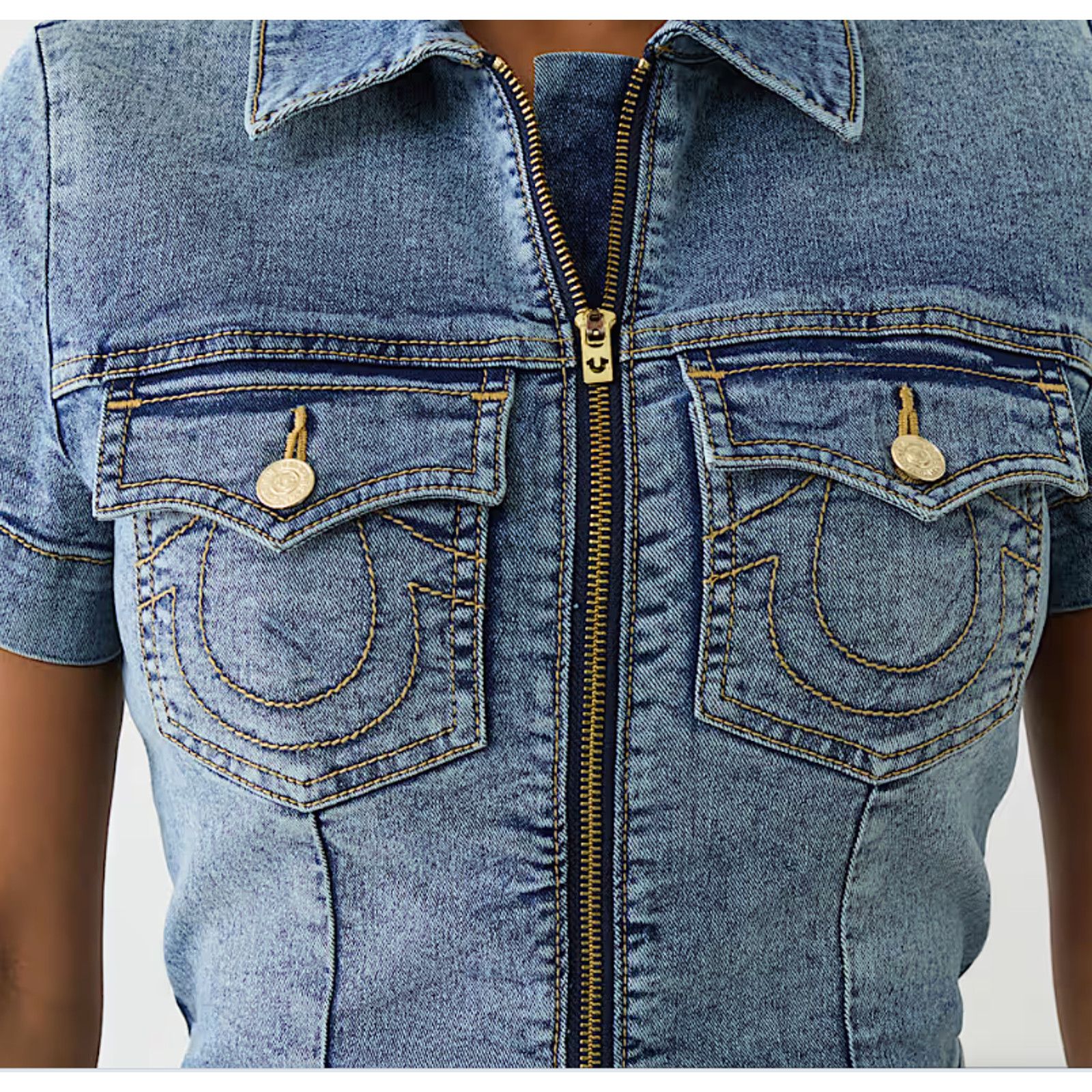 True Religion TRUE RELIGION - ZIP DENIM ROMPER MELLOW WASH - NWT - SZ XL Size 34" / US 12 / IT 48 - 7 Thumbnail