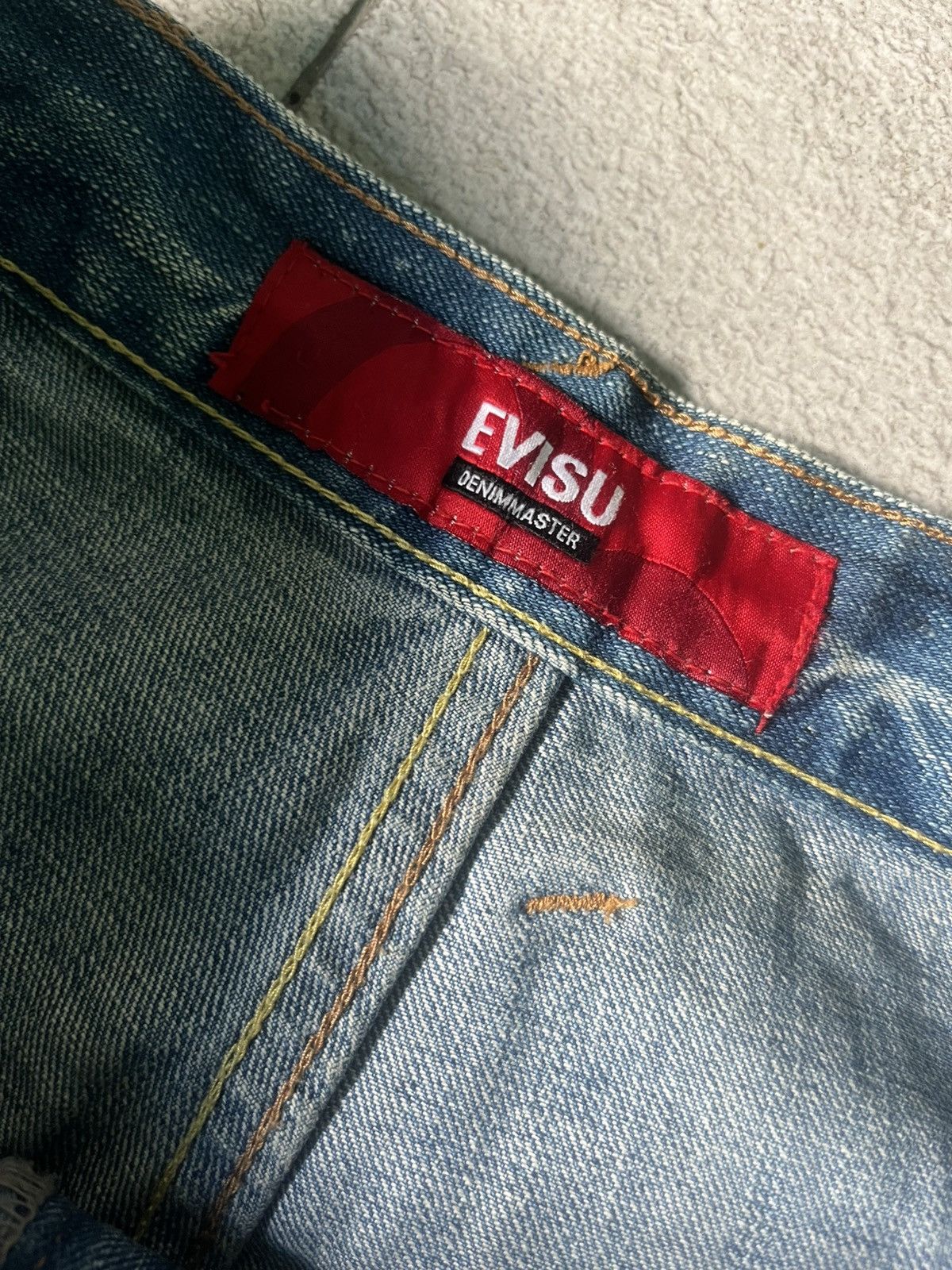 Japanese Brand Evisu Genes Silver Embroidered Seagull Jeans Cinch Back Size US 30 / EU 46 - 8 Thumbnail