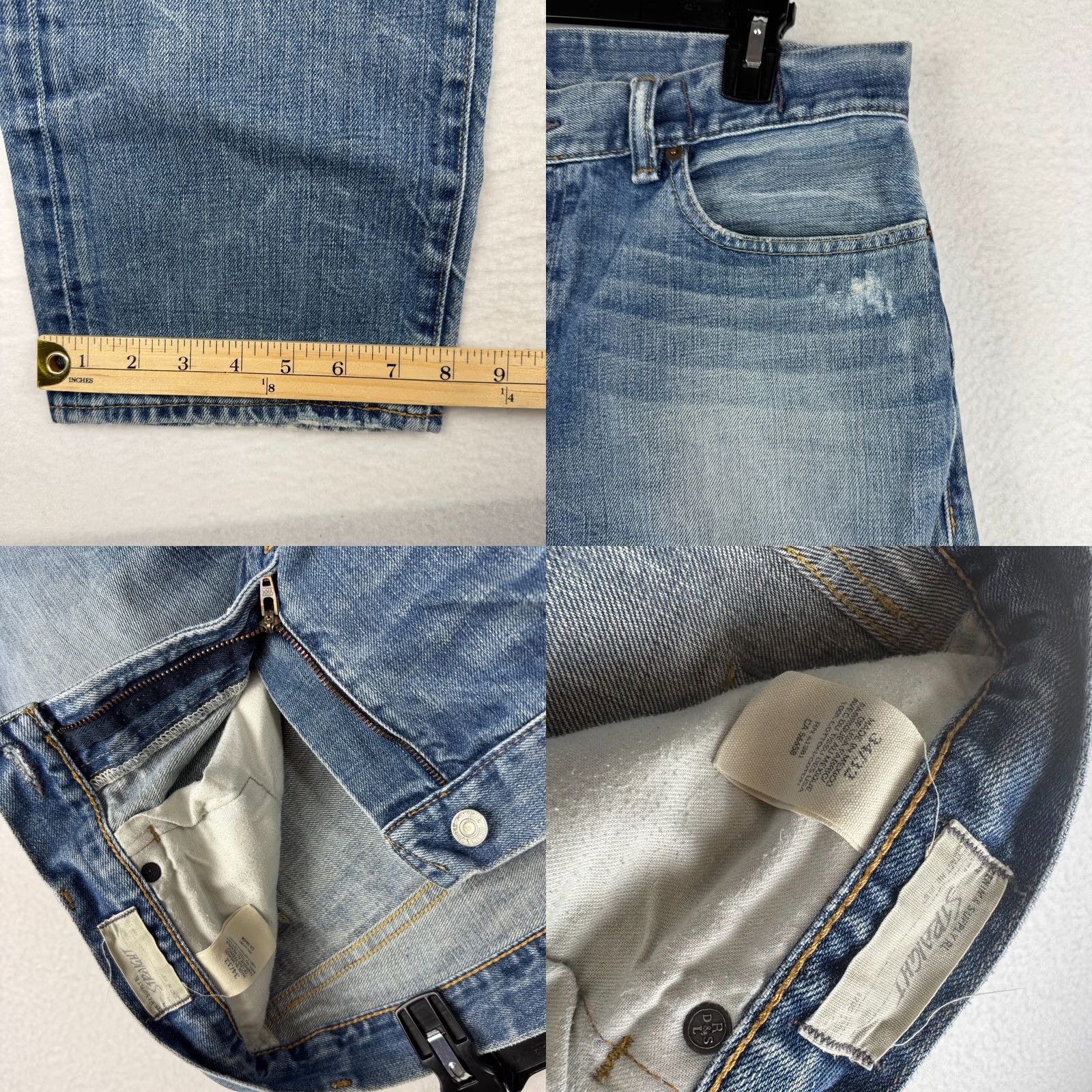 Vintage Denim & Supply Ralph Lauren Jeans Straight Men 34x32 Distressed Denim Flag Blue Cotton 5-Pocket Logo Moderate Wash Size US 34 / EU 50 - 9 Thumbnail