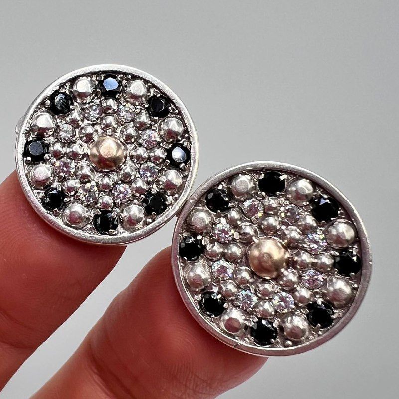 14K Gold & 925 Silver Clip On Ukraine Vintage Earrings