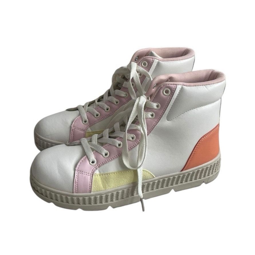 Other Berness Leather White Pastel Color Block Platform Sneakers Size US 8 / IT 38 - 2 Thumbnail