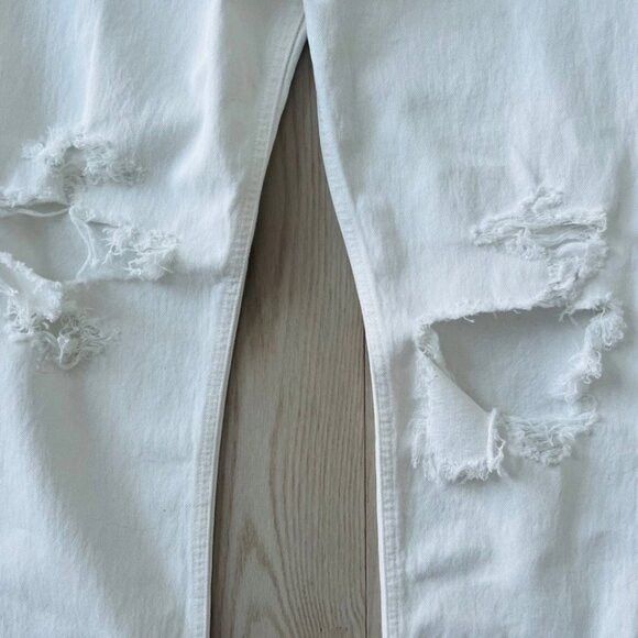 Agolde AGOLDE 90's Organic Denim Rip Destroyed Jeans Vanish White Size 26" / US 2 / IT 38 - 9 Thumbnail
