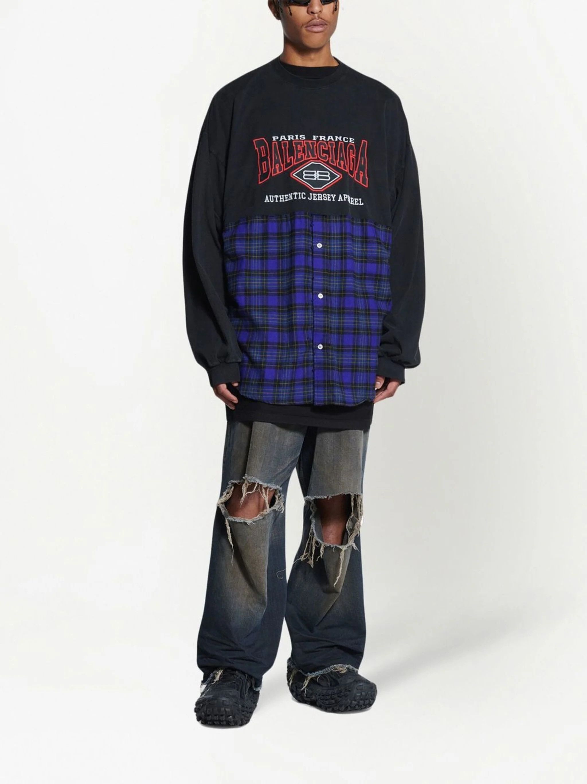 o1mt1gz0424 B Authentic Long Sleeve T-Shirt in Blue/Black