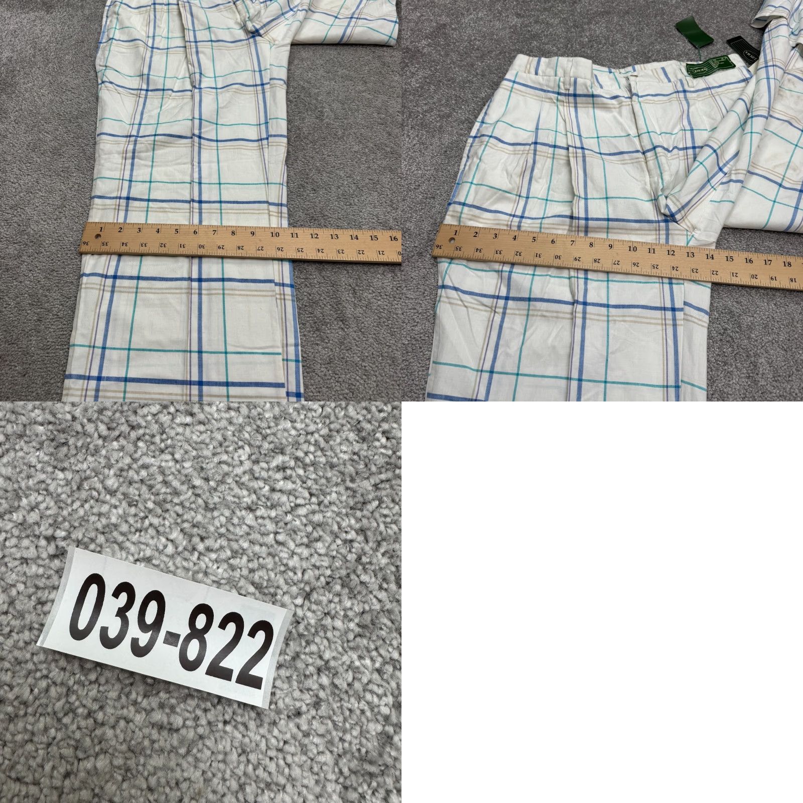 Izod VINTAGE IZOD Plaid Cotton Pants Men 36R Blue White Straight Leg Chino Casual Workwear 90s Mens NWD Size US 36 / EU 52 - 10 Thumbnail