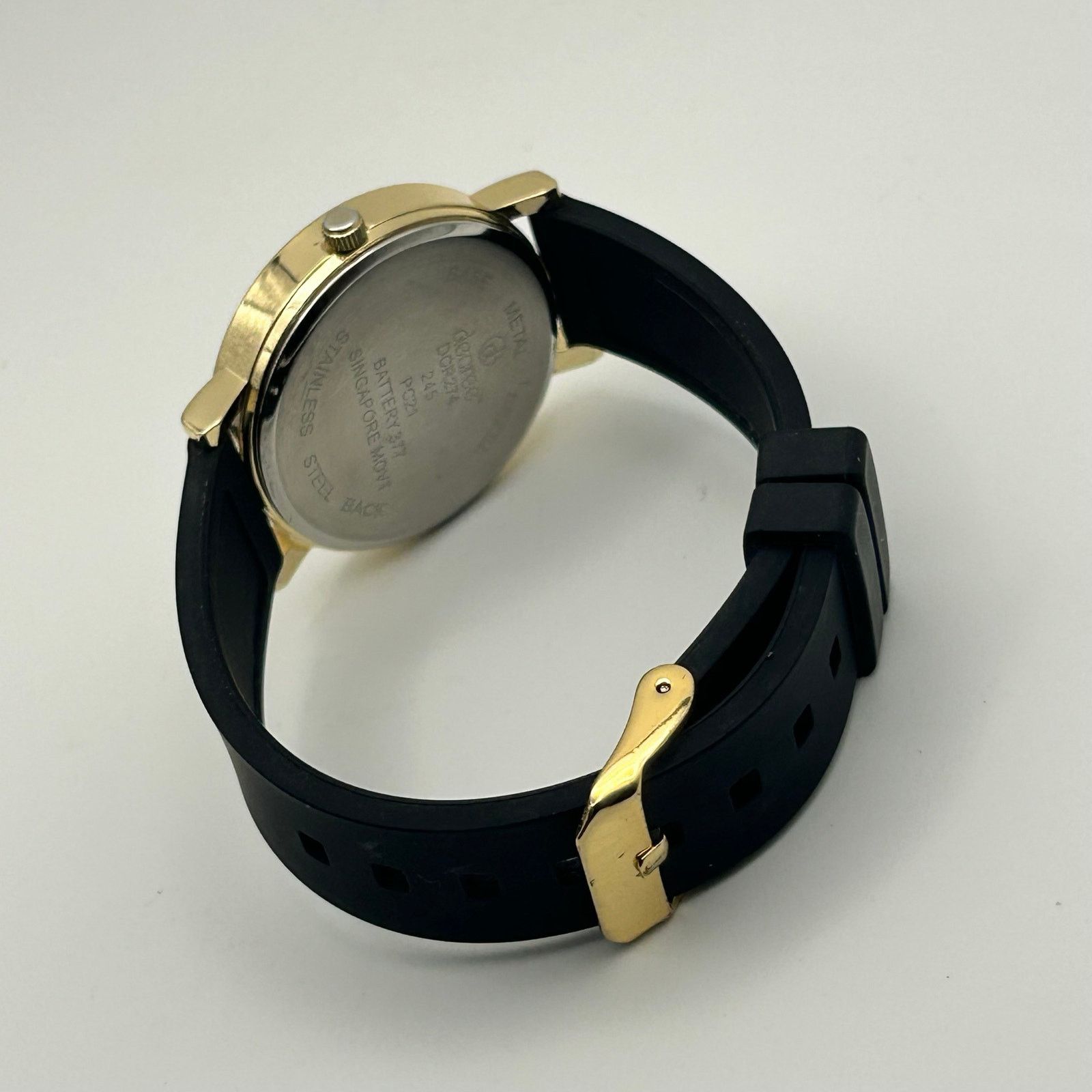 Decree Decree Gold Tone Black Silicon Band Women’s Minimalist Watch Size ONE SIZE - 5 Thumbnail