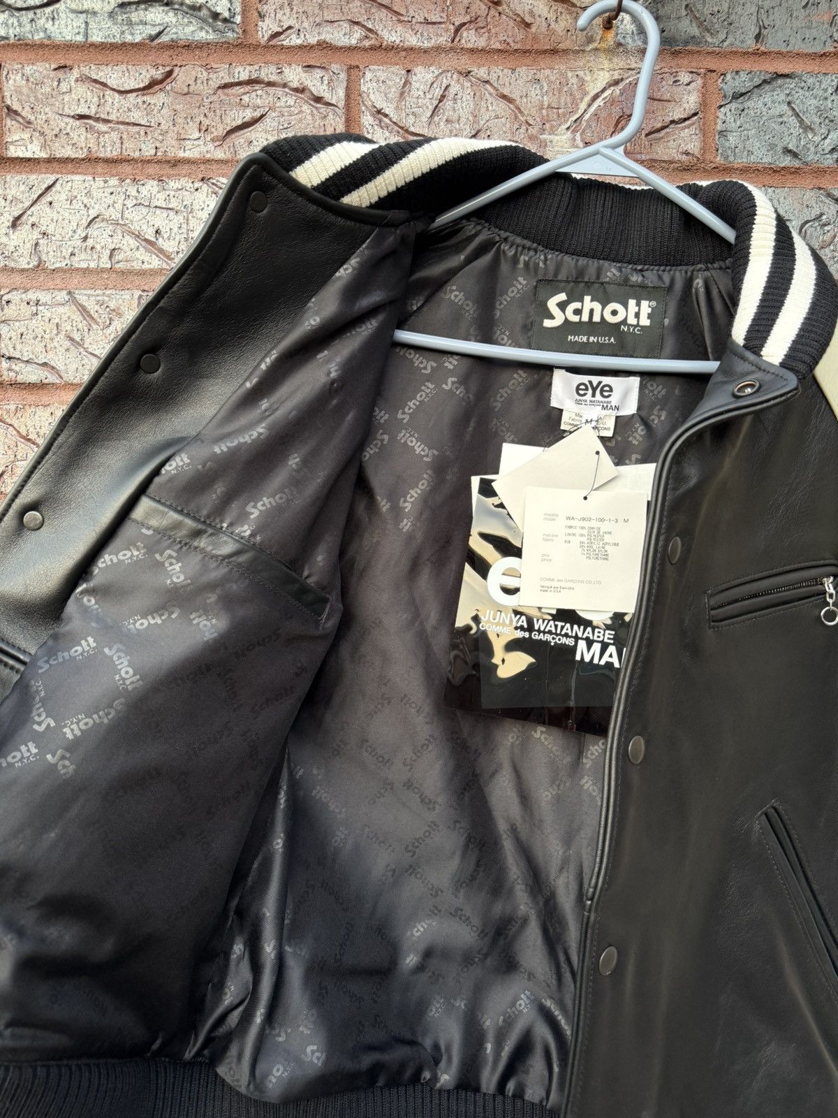 Junya Watanabe Junya Watanabe eYe Schott Leather Stadium Jacket Size US L / EU 52-54 / 3 - 8 Thumbnail