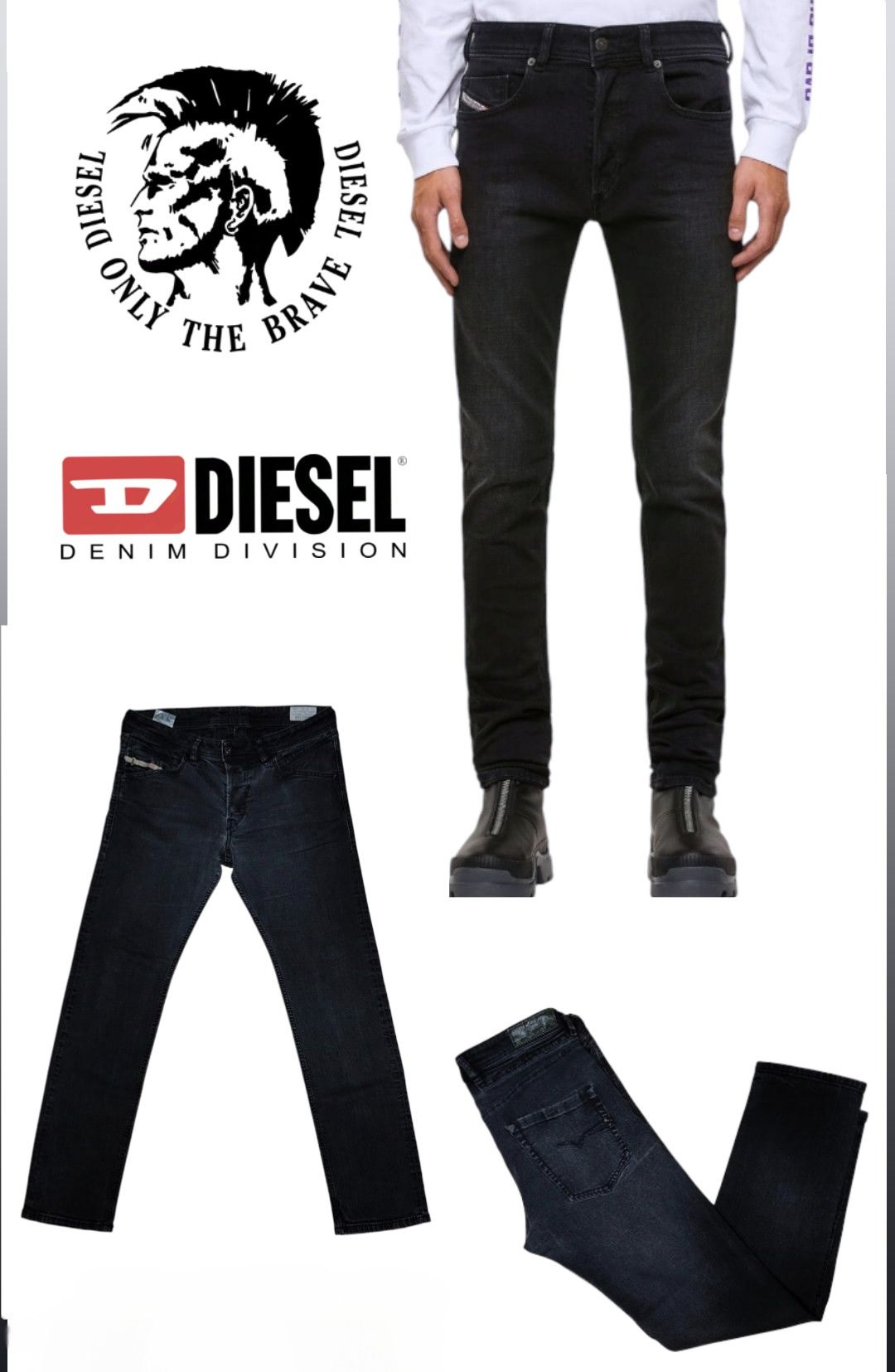 Diesel DIESEL BELTHER Button Down Reg Slim Tapered Black Stretch Size US 33 - 1 Thumbnail
