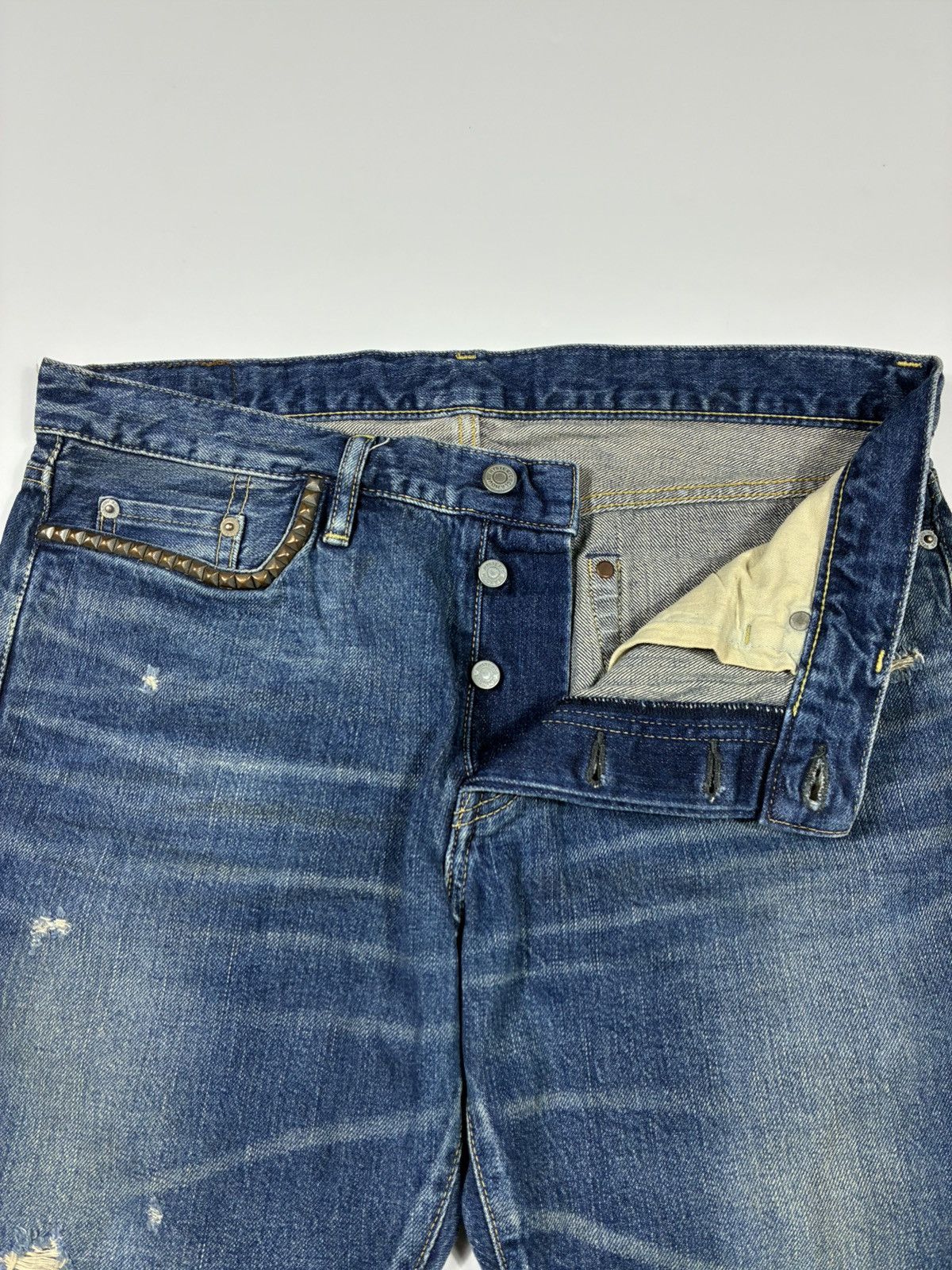 Hysteric Glamour Hysteric Glamour Distressed Studded Selvedge Jeans Size US 34 / EU 50 - 3 Thumbnail