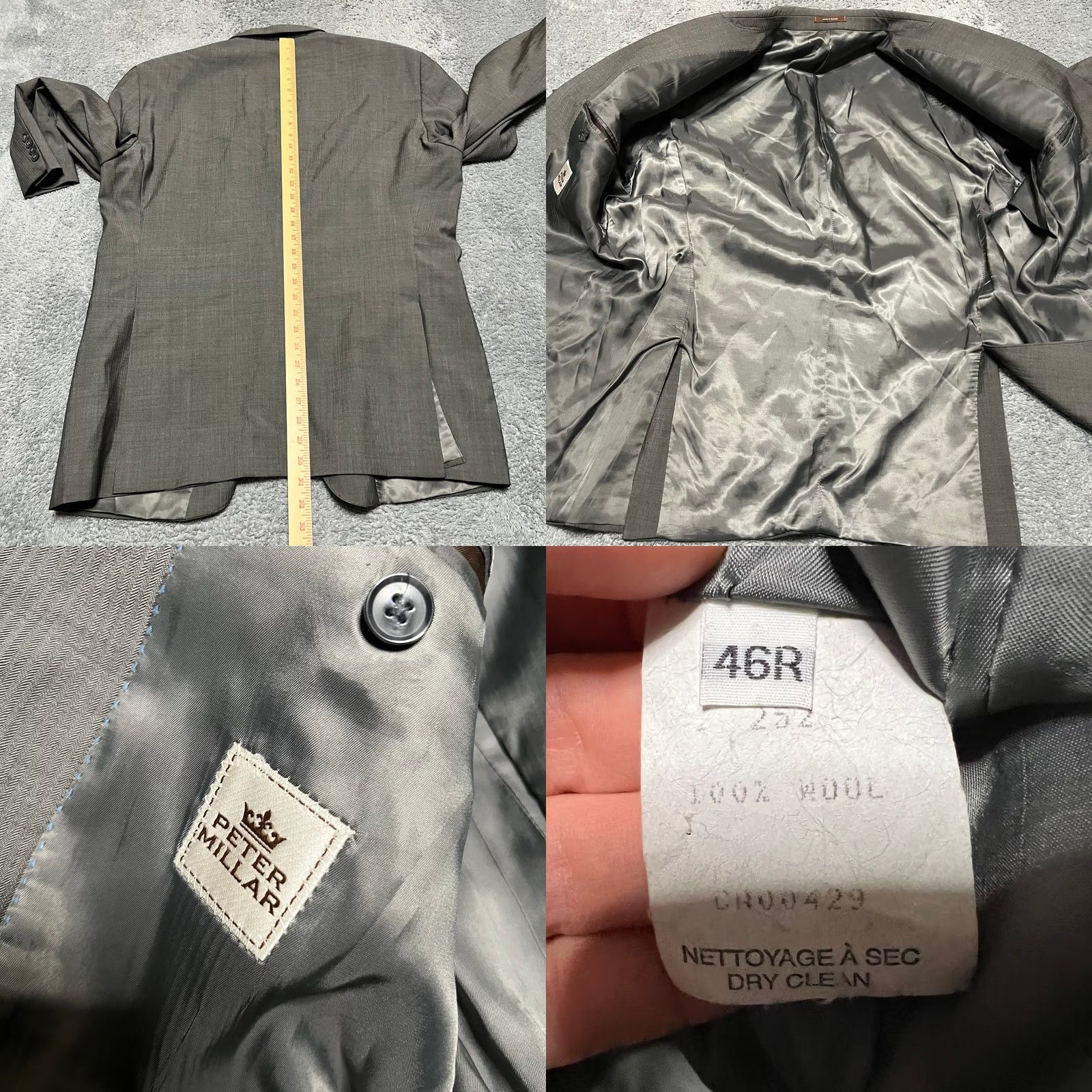 Peter Millar VINTAGE Peter Millar Blazer Men 46R Gray Wool Sport Jacket Coat Size 46R - 8 Thumbnail