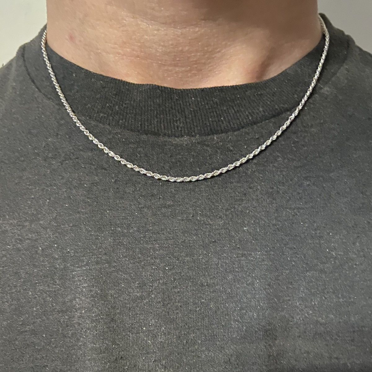 Other White Gold Rope Solid Rope Chain 18in 2mm Size ONE SIZE - 1 Thumbnail