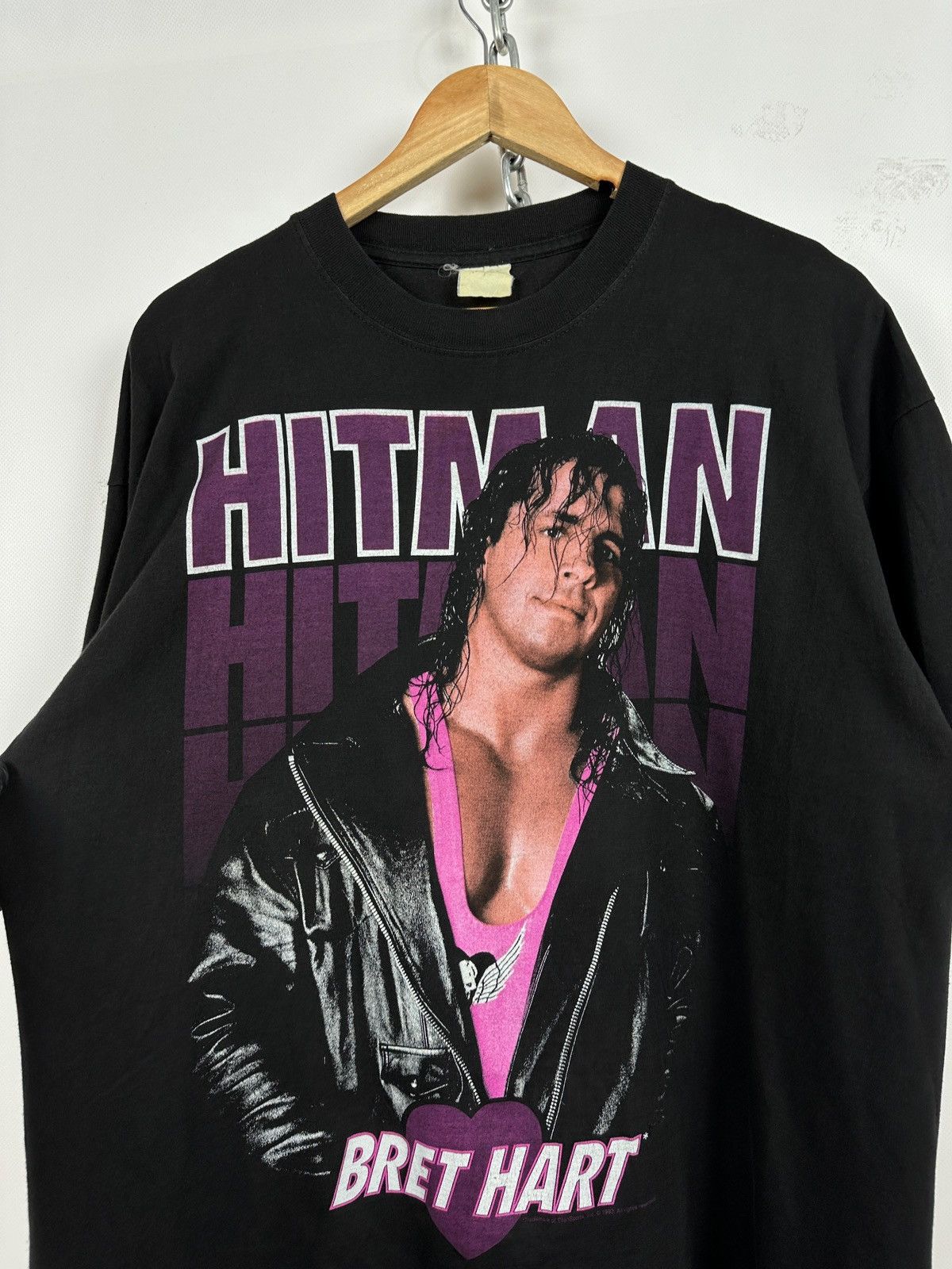 Vintage 1993 Vintage Bret Hart Hitman WWE T-Shirt Size US L / EU 52-54 / 3 - 9 Thumbnail