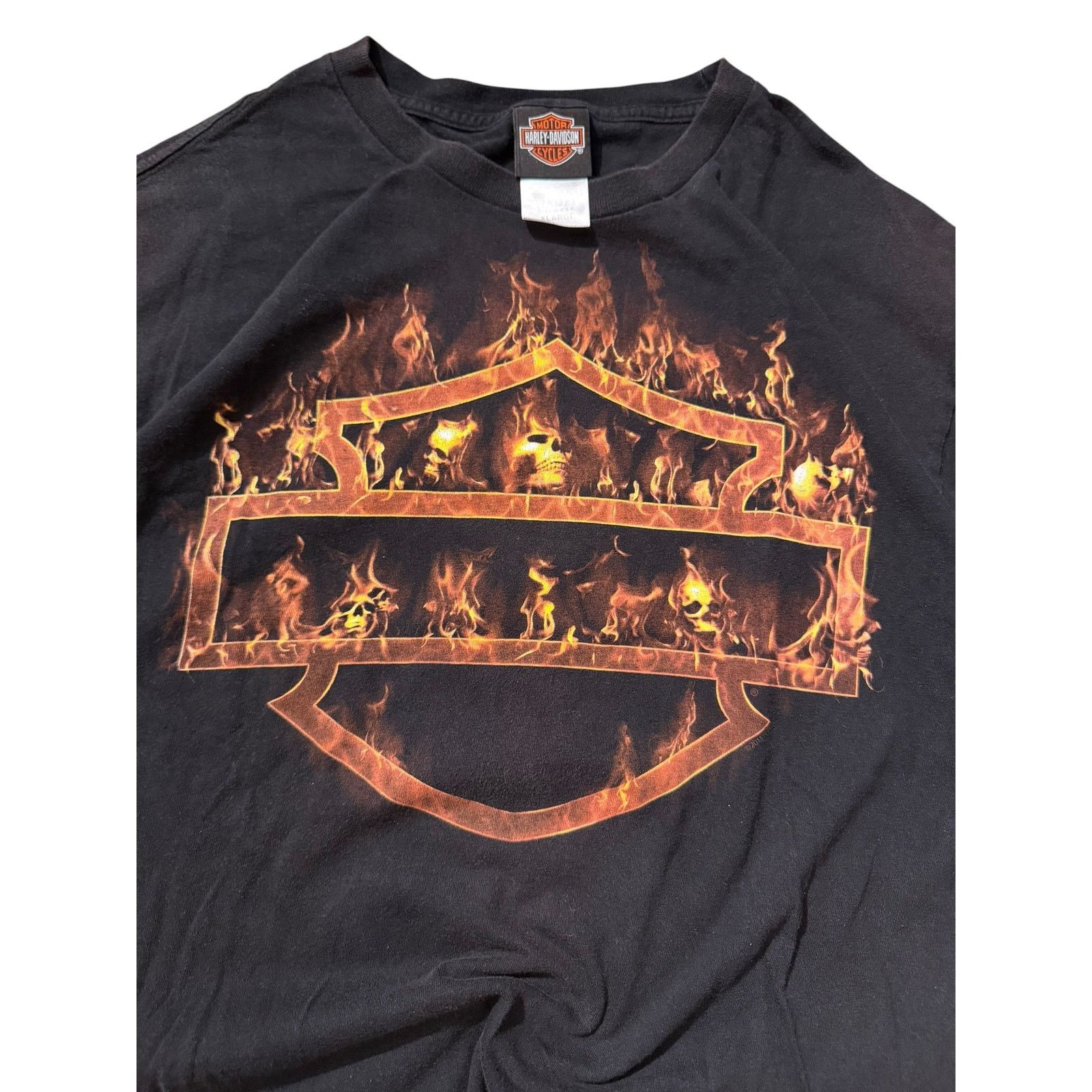 Vintage Vintage HD Skull Flame Bar Shield Tee Six Bends FL Size US XL / EU 56 / 4 - 3 Thumbnail