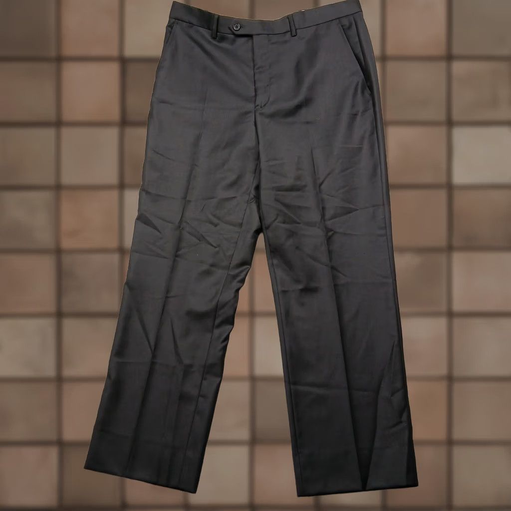 Vintage Santorelli Dress Pants Mens 35 Black Luxury Serge Wool Flat Front 30 in Inseam Rome Size US 35 - 1 Thumbnail