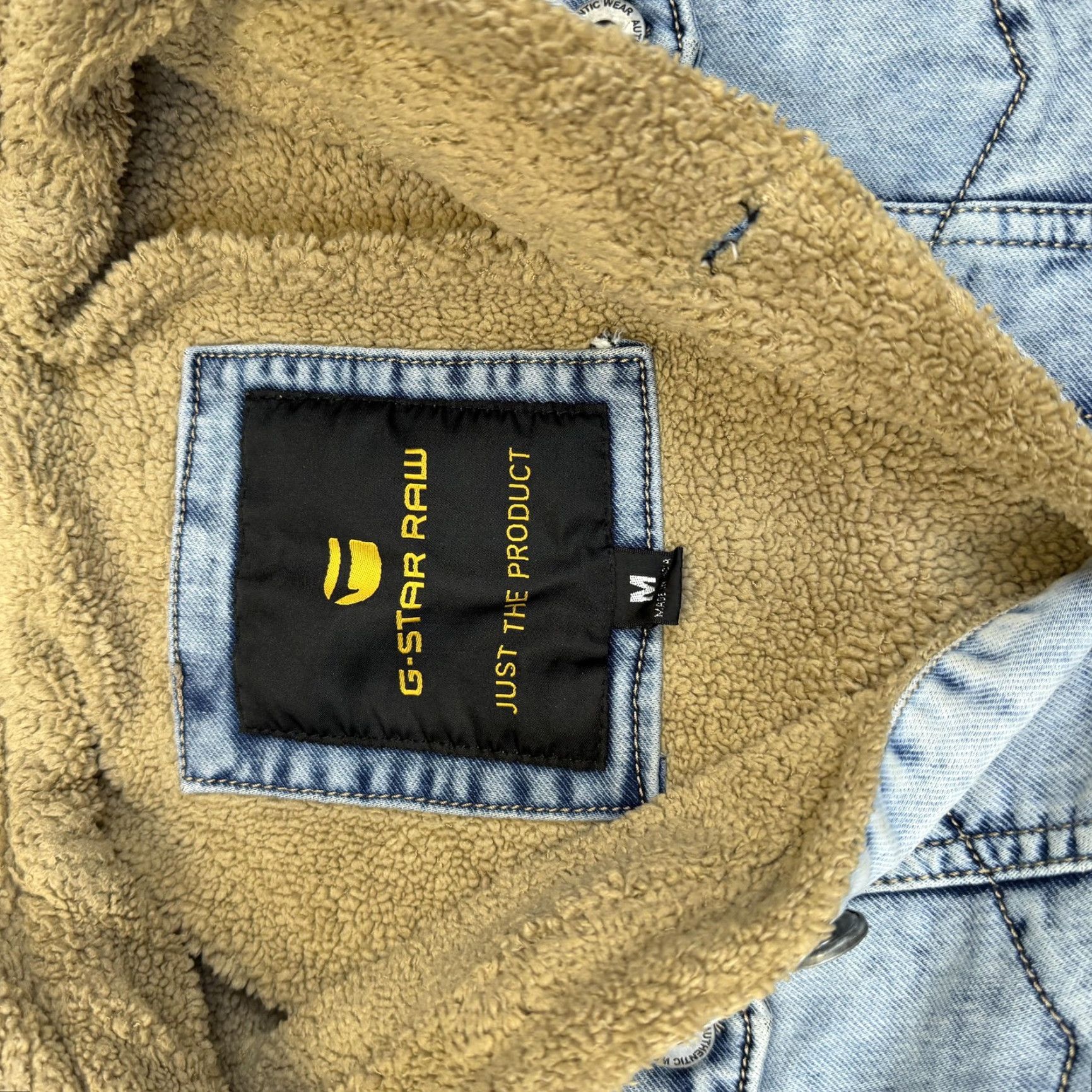 Vintage G-STAR RAW Jacket Mens M Blue Denim Trucker Sherpa Lined Bomber Jacket Winter Warm Insulated Collared Pockets Button Logo Regular Size US M / EU 48-50 / 2 - 7 Thumbnail