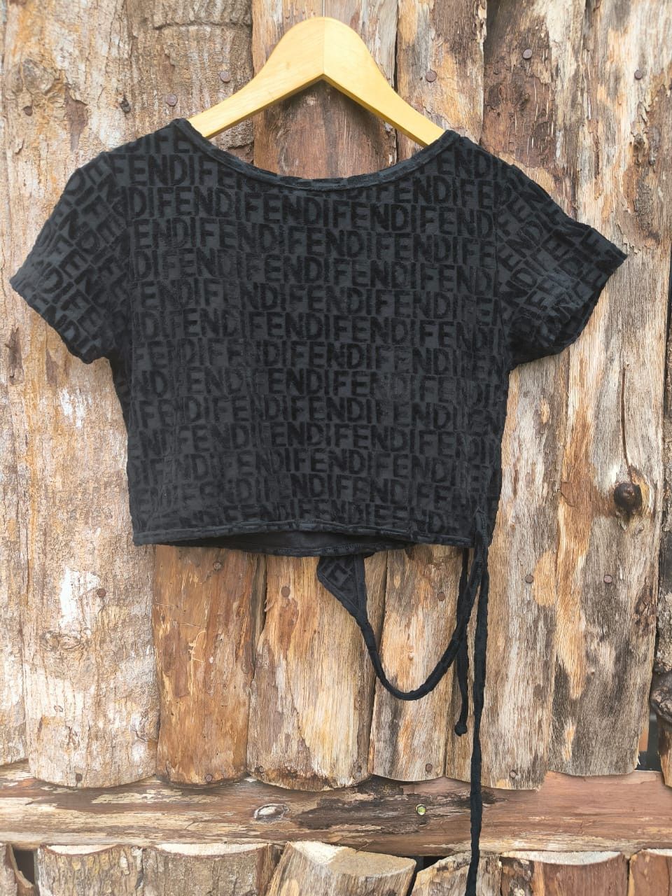 Fendi × Vintage Black Fendi Wrap Crop Top cardigan Fendi Logo Size M / US 6-8 / IT 42-44 - 2 Thumbnail