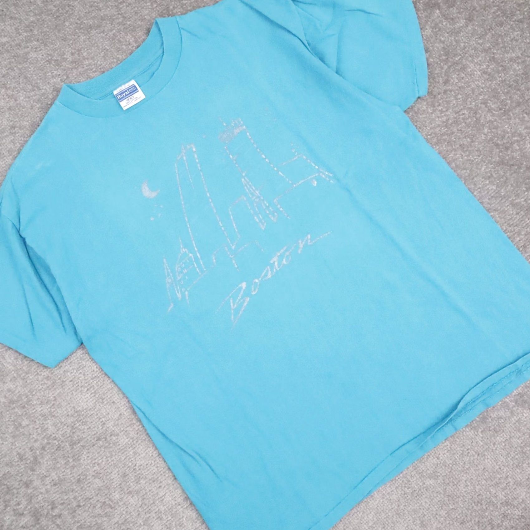 Vintage VINTAGE 80s Boston Massachusetts USA XL Blue Short Sleeve T-Shirt Mens Size US XL / EU 56 / 4 - 7 Thumbnail
