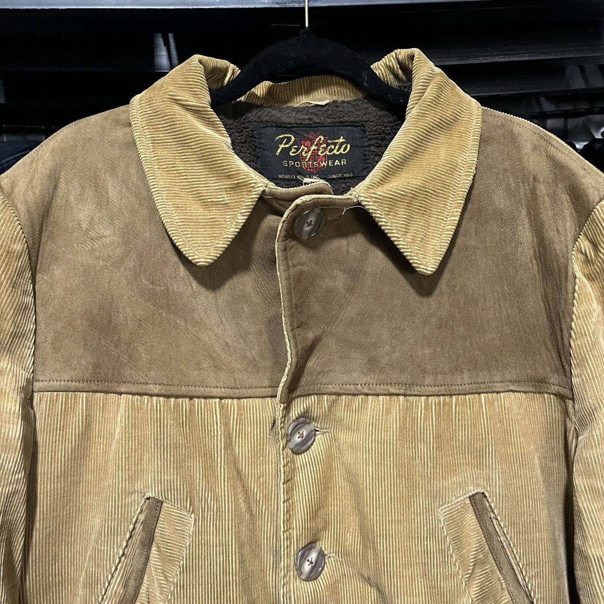 Schott VINTAGE PERFECTO SCHOTT CORDUROY HUTNING JACKET 70s 80s Size US XL / EU 56 / 4 - 4 Thumbnail
