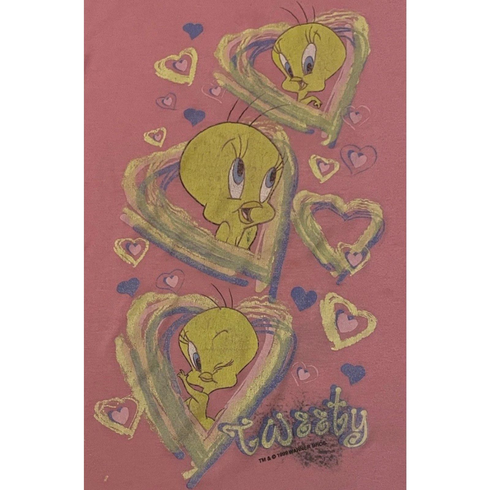Vintage VINTAGE Tweety 90s Distressed Faded Shirt XS Men T-Shirt Pink Short Sleeve Cartoon Warner Bros Disney Heart USA Size US XS / EU 42 / 0 - 3 Thumbnail