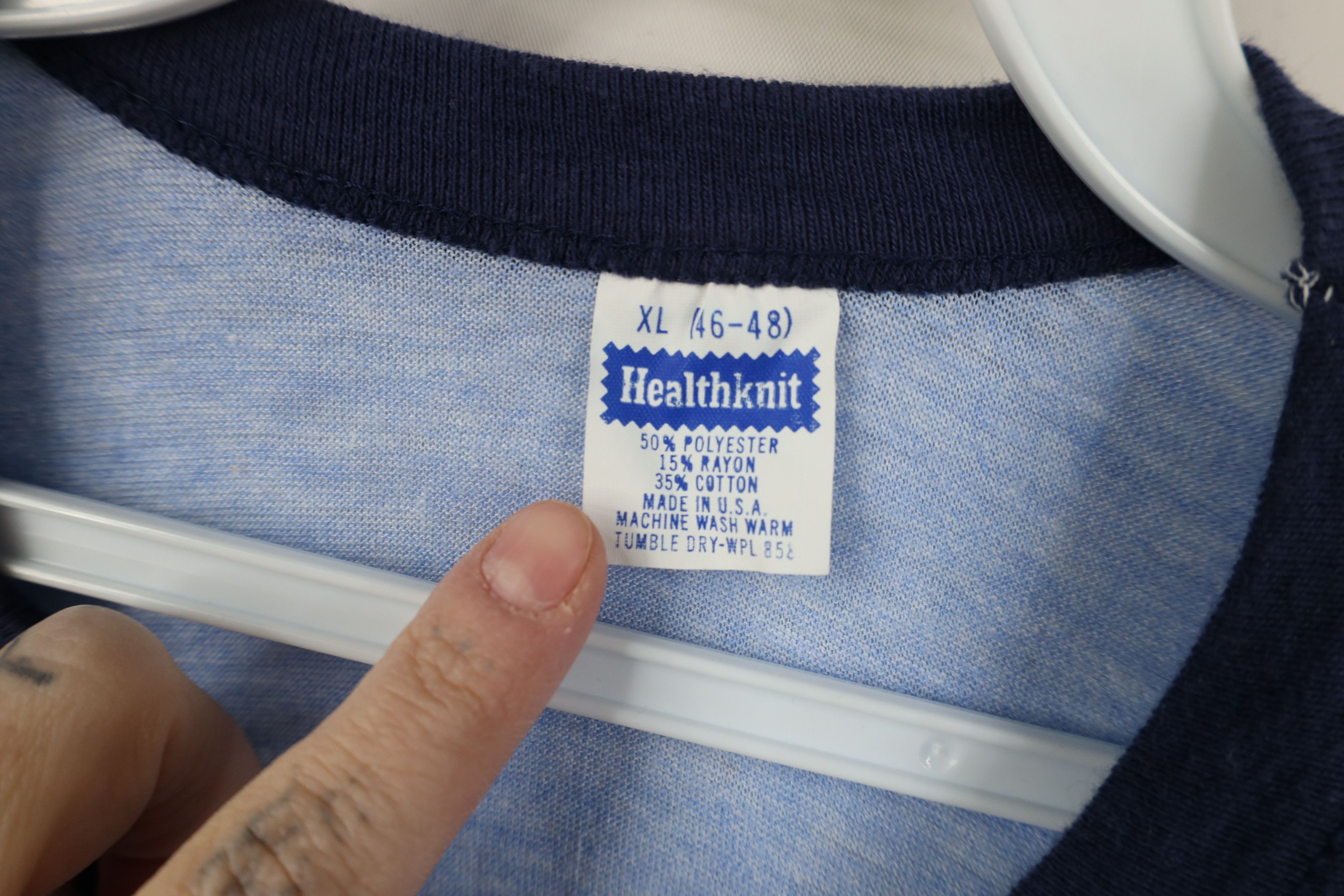 Vintage Vintage 70s Healthknit 10,000 Meter Run Ringer T-Shirt USA Size US XL / EU 56 / 4 - 8 Thumbnail