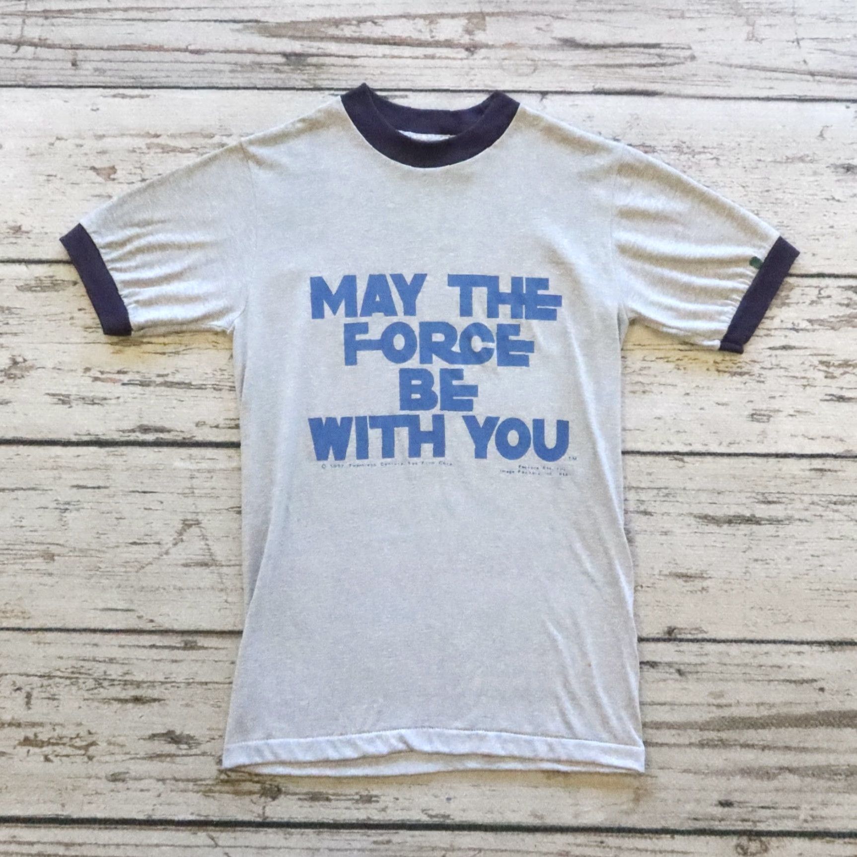 Star Wars Vintage Star Wars May The Force Be With You Ringer Tshirt L Blue Man Shirt 1977 1970s) Size US L / EU 52-54 / 3 - 2 Thumbnail