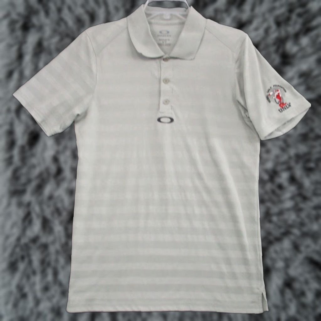 Oakley Oakley Polo Shirt Men S Gray Striped Hydrolix Golf Stretch Logo Shirt Size US S / EU 44-46 / 1 - 1 Thumbnail