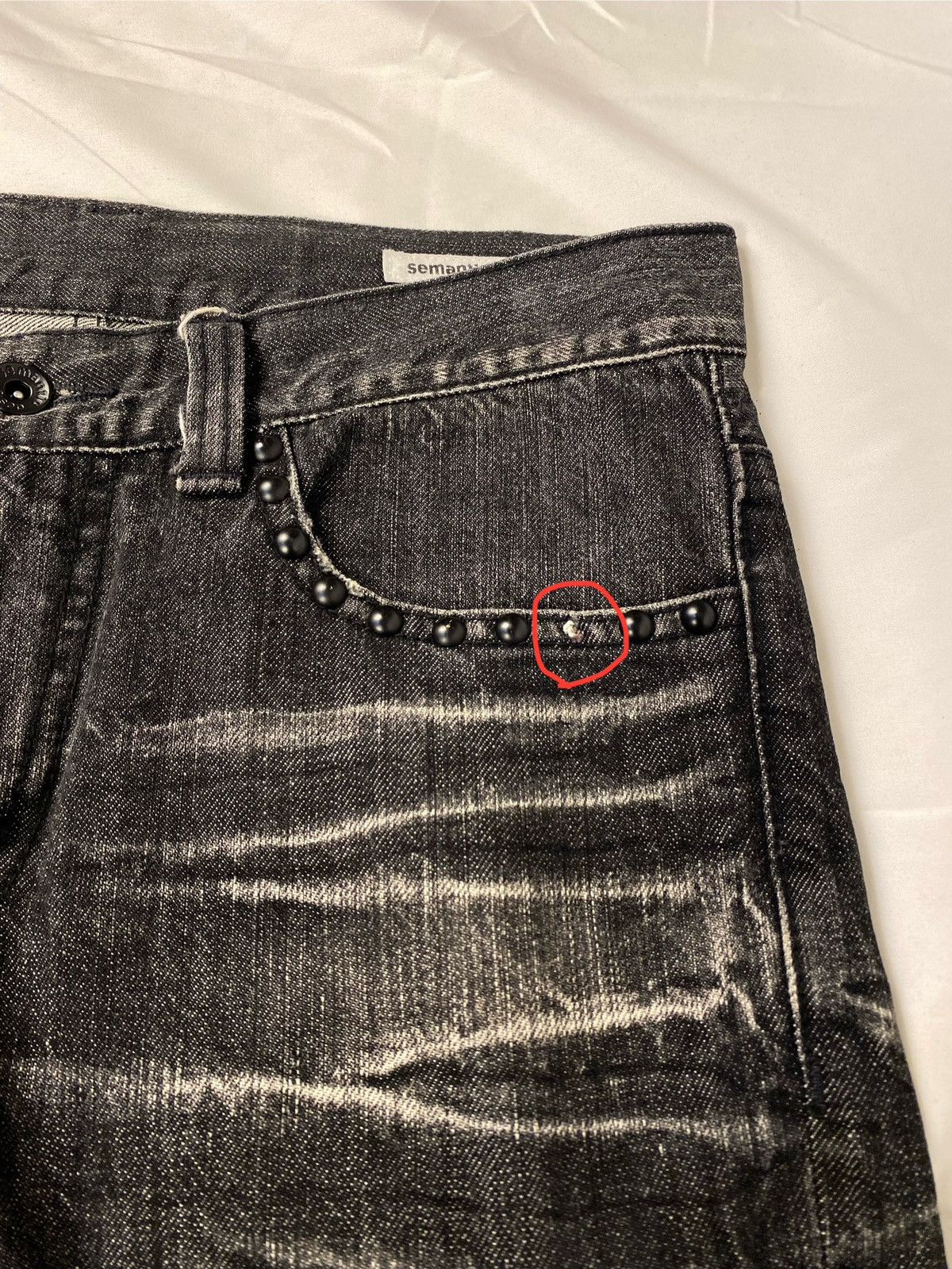 Japanese Brand Semantic Design Studded Skull Flared Washed Denim Jeans Size US 31 - 18 Thumbnail