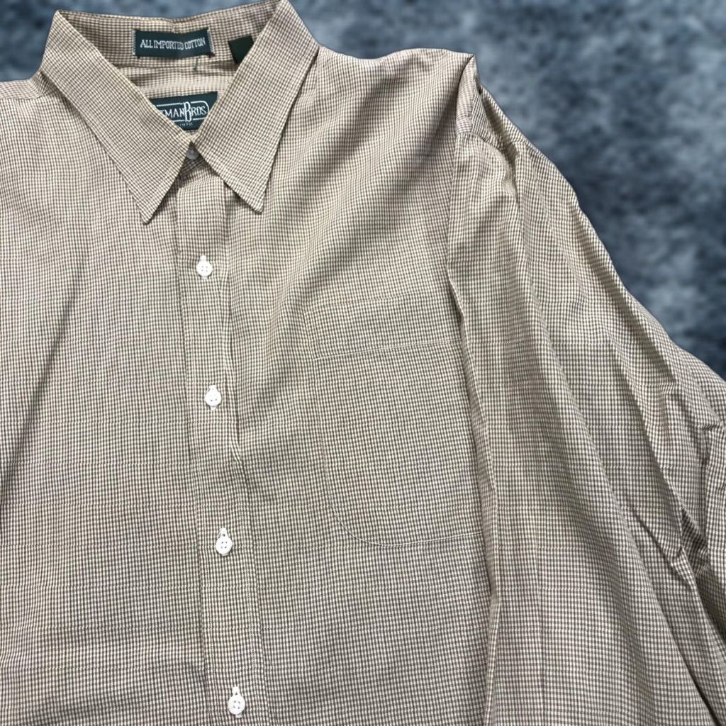 VINTAGE Gitman Bros Shirt Mens 16 34 Brown Check Button Made USA Cotton Dress  Shirt Mens