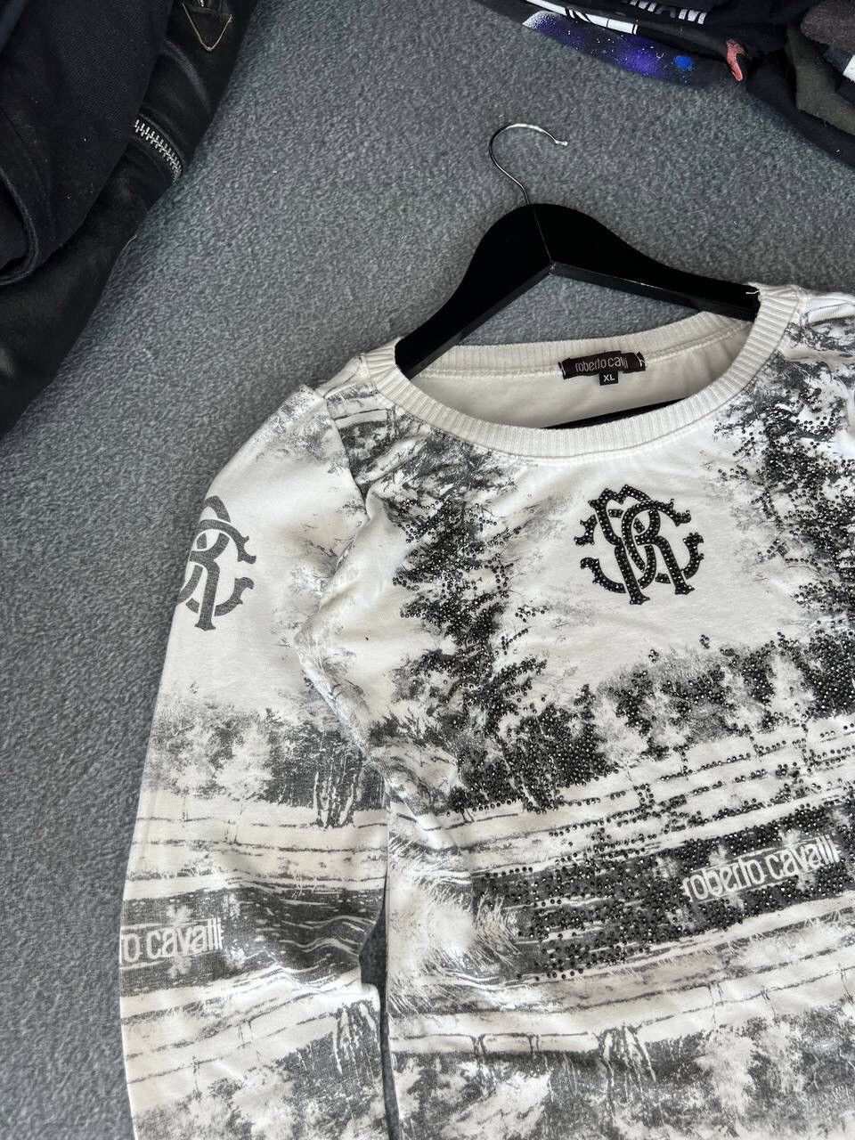 Roberto Cavalli Y2K Graphic Print 90s Long Sleeve Top