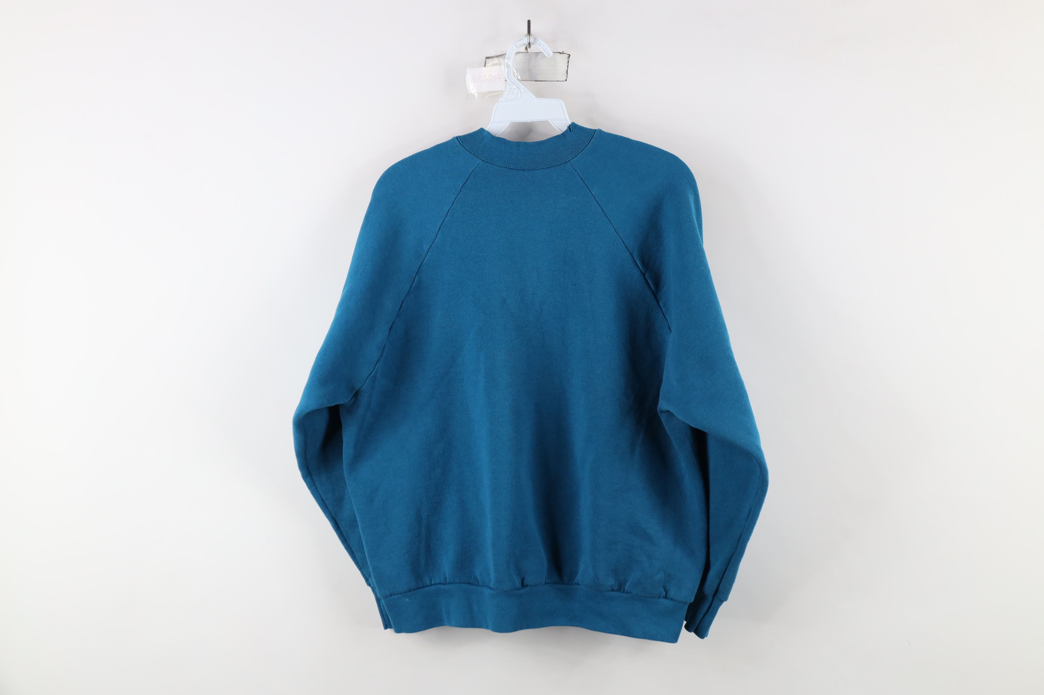 Vintage Vintage 90s Streetwear Blank Crewneck Sweatshirt Blue Size L / US 10 / IT 46 - 10 Thumbnail