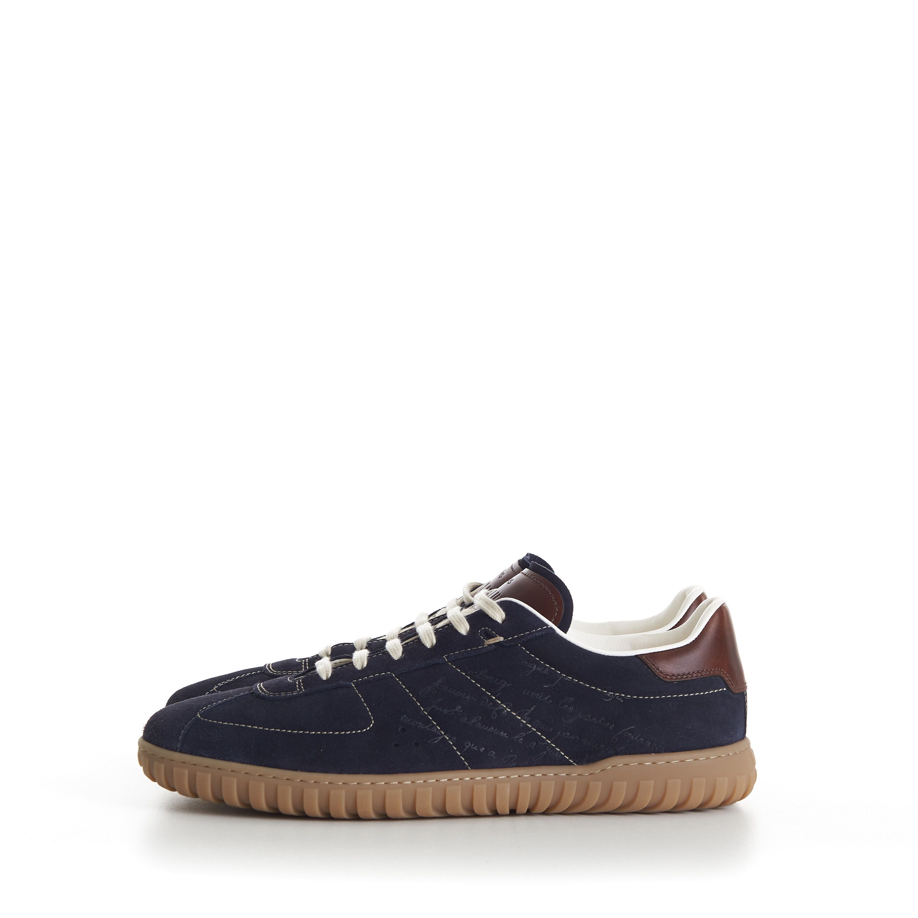 Berluti Navy Trainer Suede Sneaker - Scritto, Patina Leather Heel Size US 7 / EU 40 - 5 Thumbnail