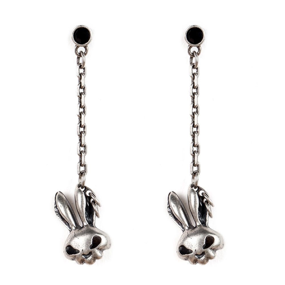 Jewelry Rabbit 925 Silver Dark Earrings One Pairs Chrome Jewelry Size ONE SIZE - 5 Thumbnail