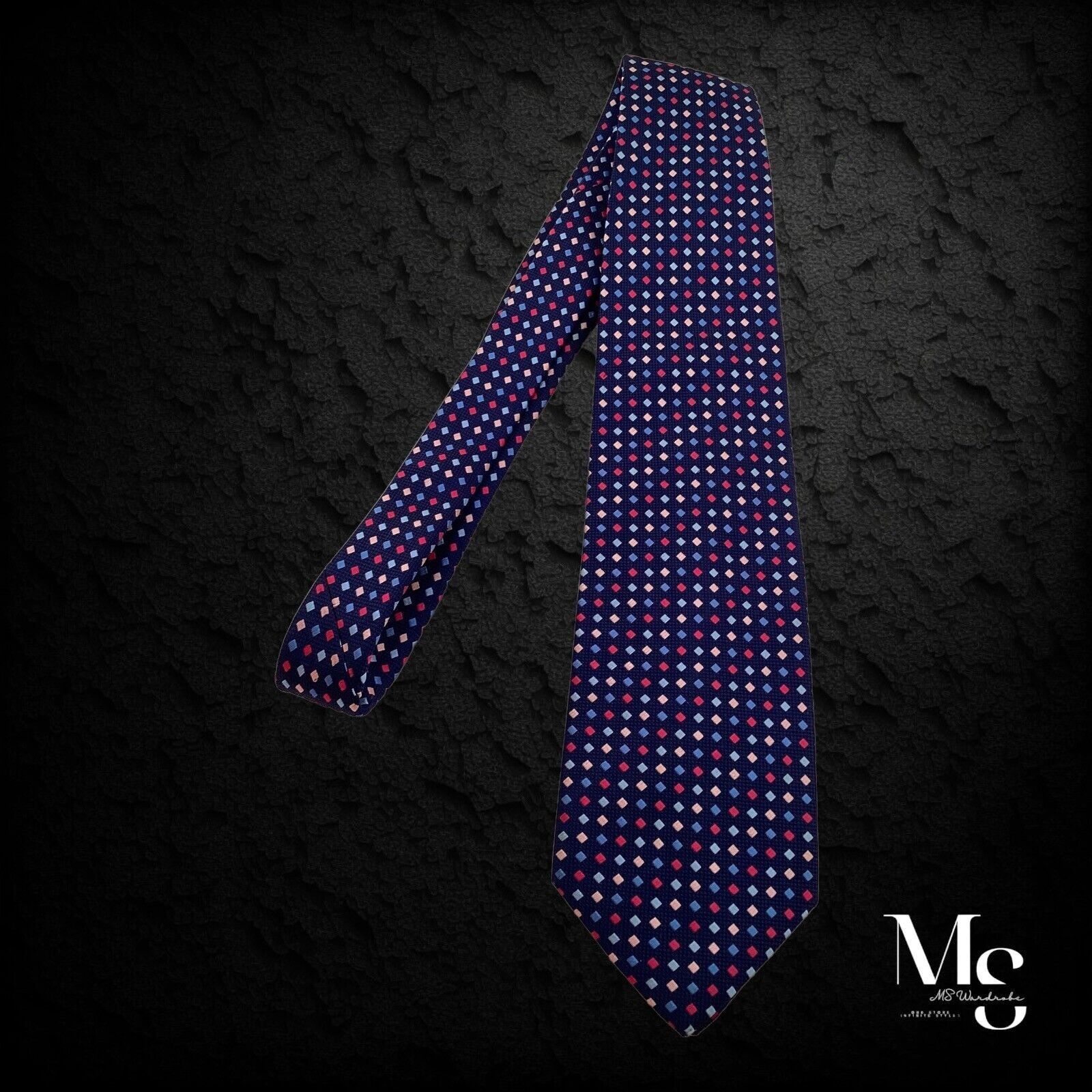 Charles Tyrwhitt CHARLES TYRWHITT XL Blue Gold Geometric Luxury Silk Tie W: 3 Size ONE SIZE - 6 Thumbnail