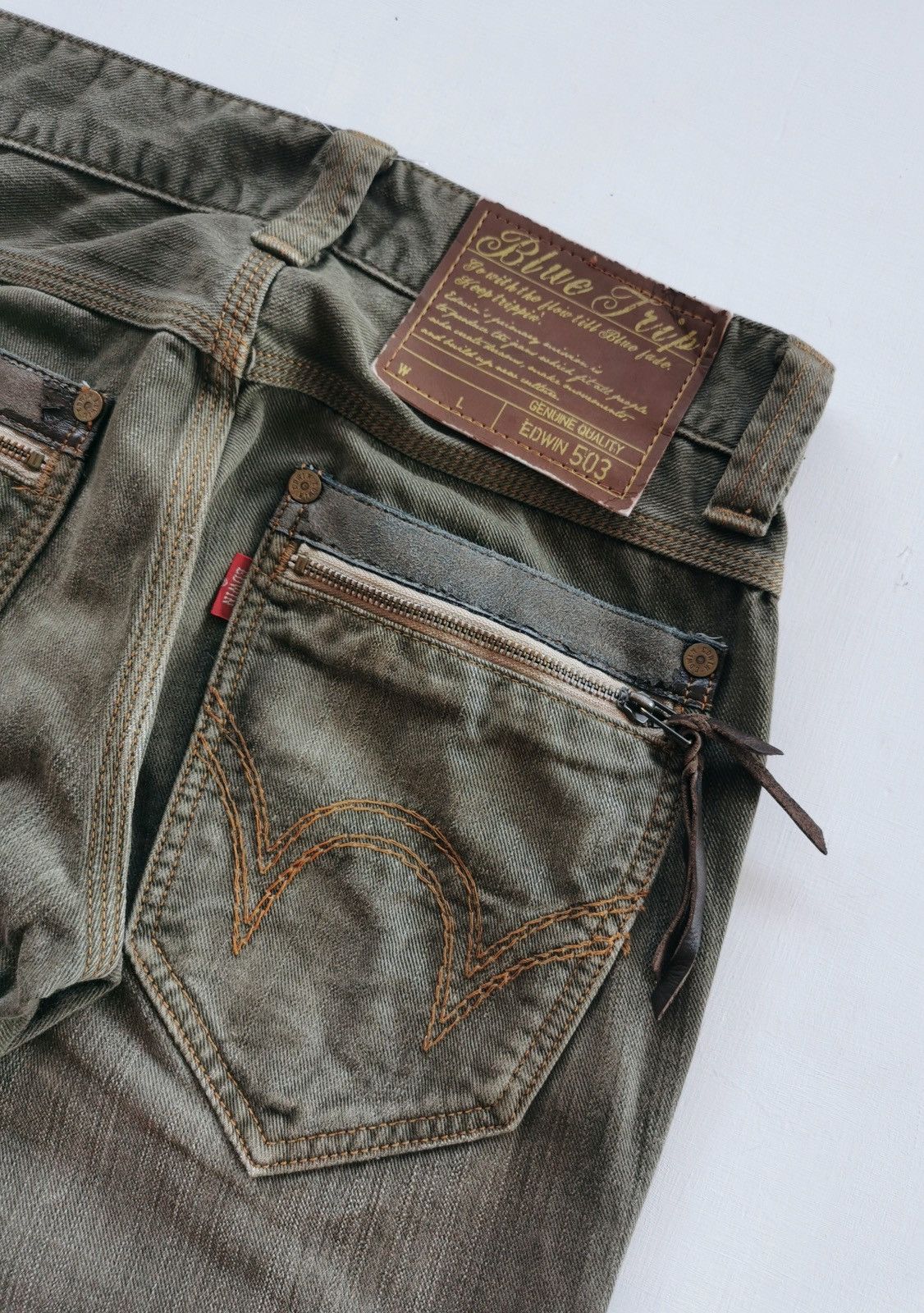 Edwin Edwin 503 Faded Green Denim Jeans Size US 29 - 5 Thumbnail