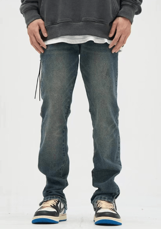 Japanese Brand × Jean American high street zippered straight leg slit casual jeans Size US 32 / EU 48 - 1 Thumbnail