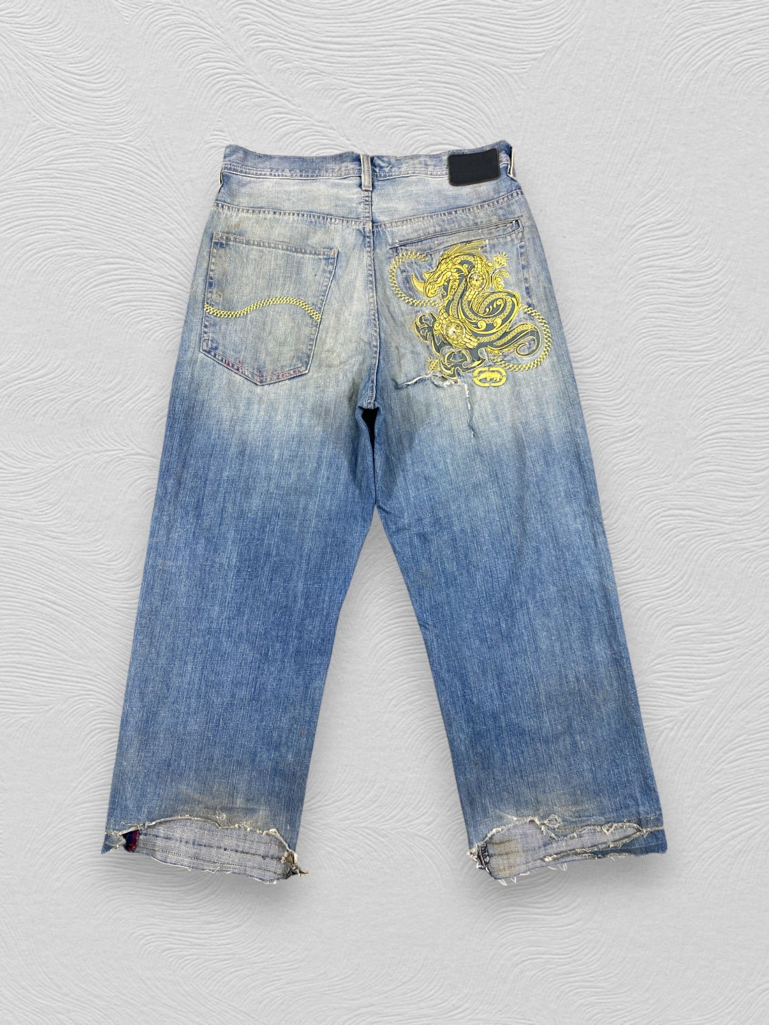Japanese Brand Vintage Ecko Distressed Baggy Jeans 35x25.5 Denim- JN3892 Size US 35 - 2 Thumbnail