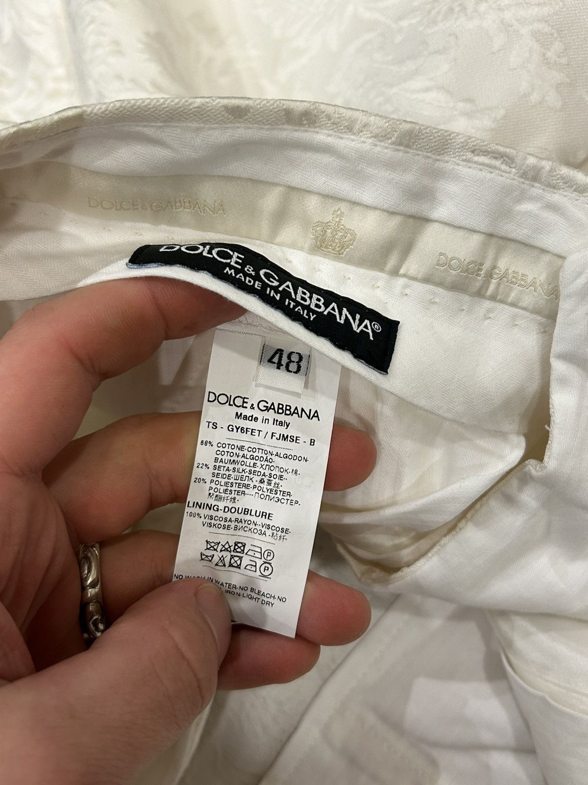Dolce & Gabbana Dolce & Gabbana Brocade Pants - White Size US 32 / EU 48 - 3 Thumbnail