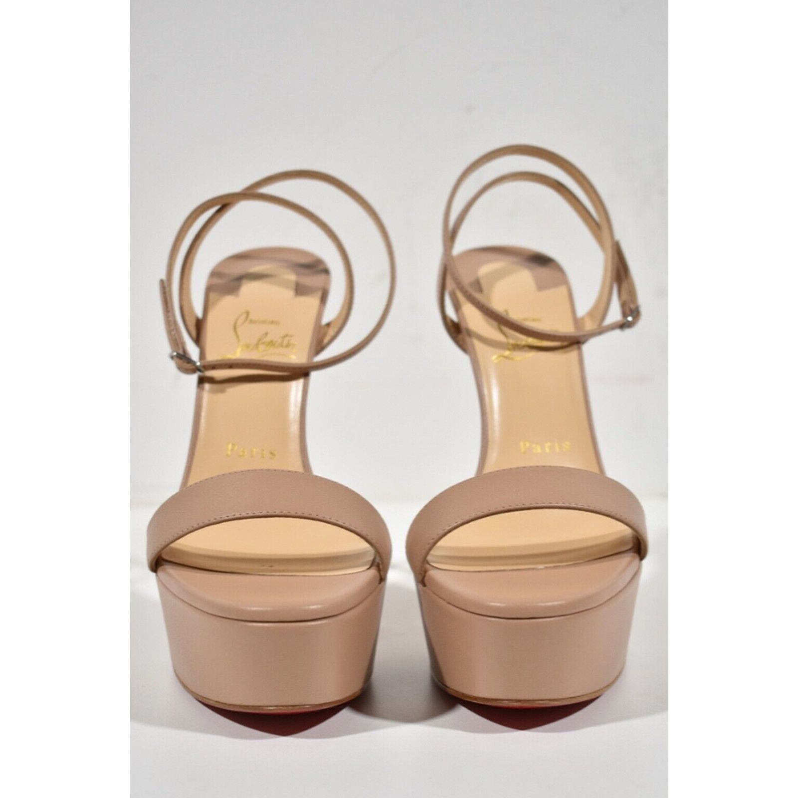 Christian Louboutin Christian Louboutin Loubi Queen Alta 150 Nude Ankle Strap Size US 9 / IT 39 - 5 Thumbnail