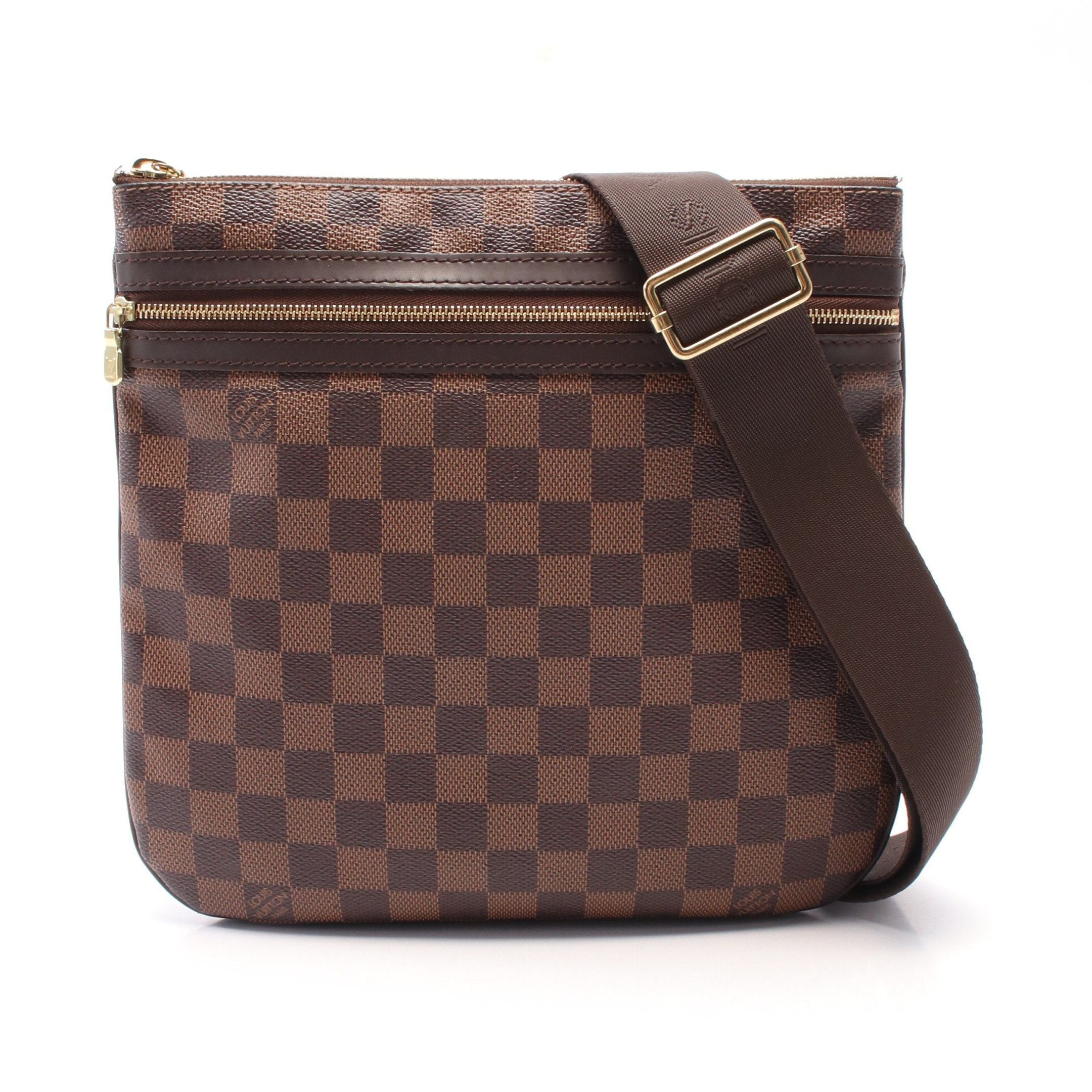 Louis Vuitton Pochette Bosforo Damier Ebene Shoulder Bag Leather Brown, Women's