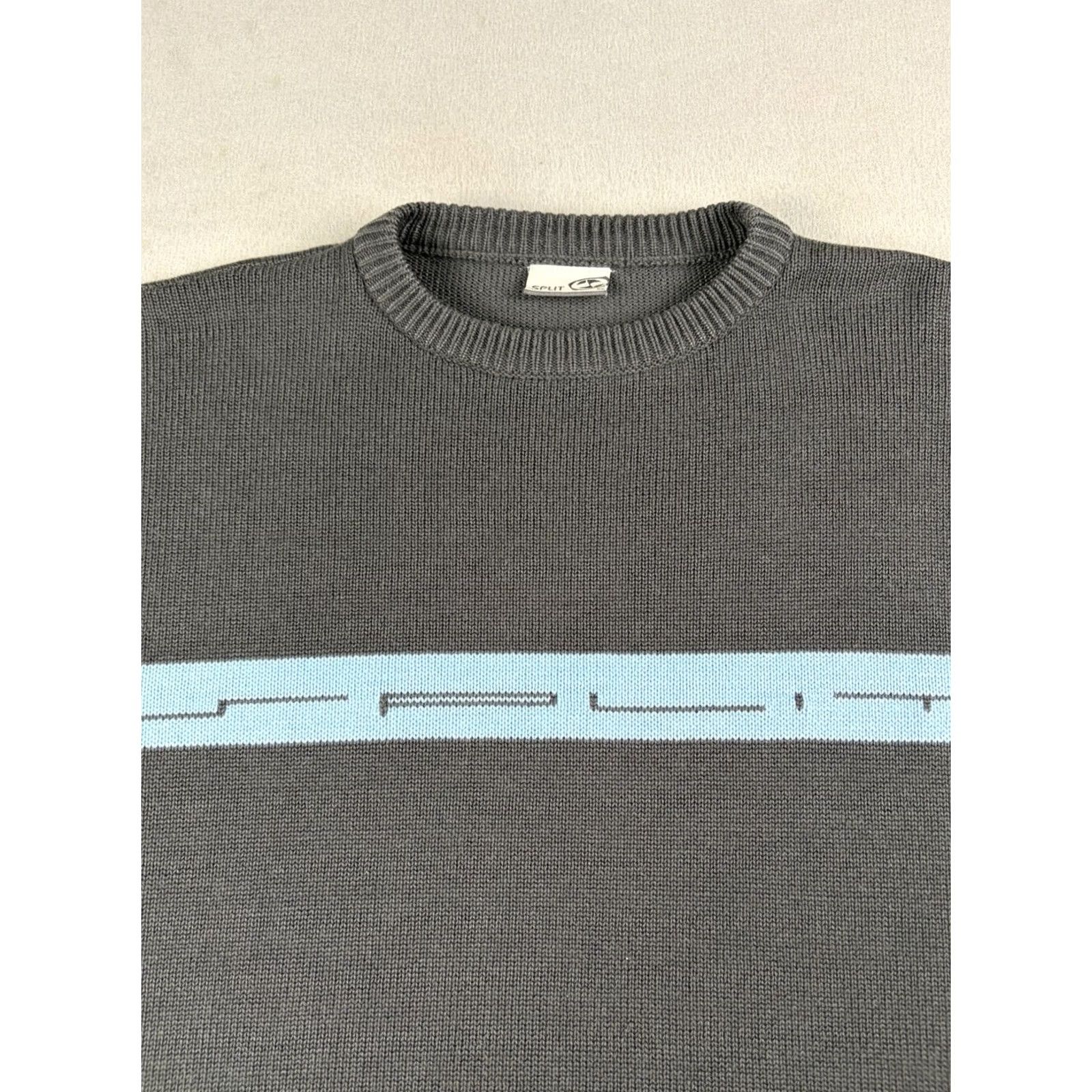 Vintage VINTAGE Split Skateboard Sweater Men’s XL Gray Knit Pullover Crew Neck Striped Tight-Knit 90s Skate Mens Size US XL / EU 56 / 4 - 2 Thumbnail