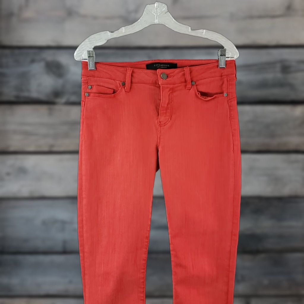 Vintage Liverpool Womens The Hugger Ankle Skinny Jeans Sz 4 Red Mid Rise Jeans Womens 4 Red Skinny (Denim) Liverpool Jeans Size 27" / US 4 / IT 40 - 1 Thumbnail