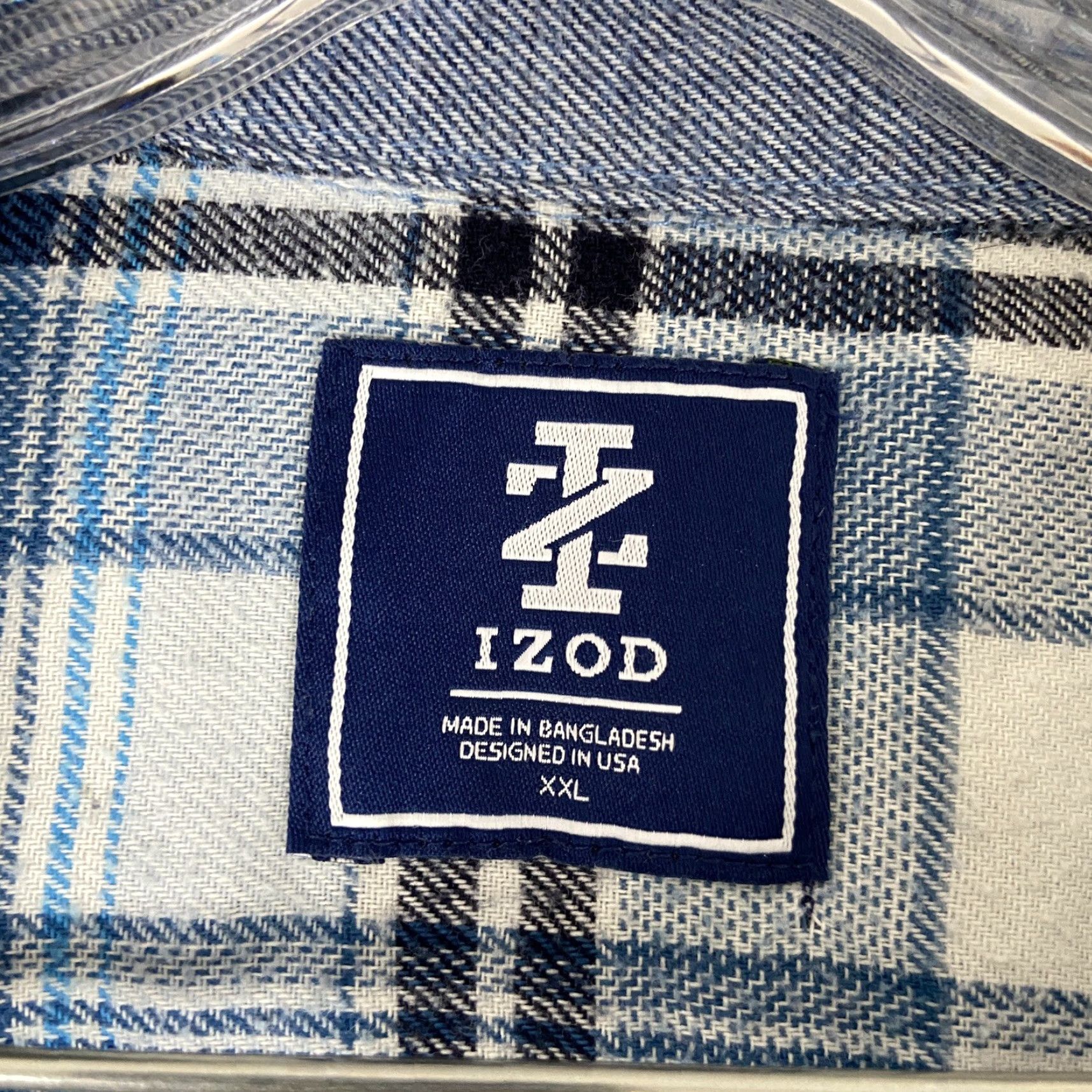 Izod VINTAGE IZOD Shirt Mens Long Sleeve Plaid Flannel 2XL Blue White Button-Up Mens Size US XXL / EU 58 / 5 - 6 Thumbnail