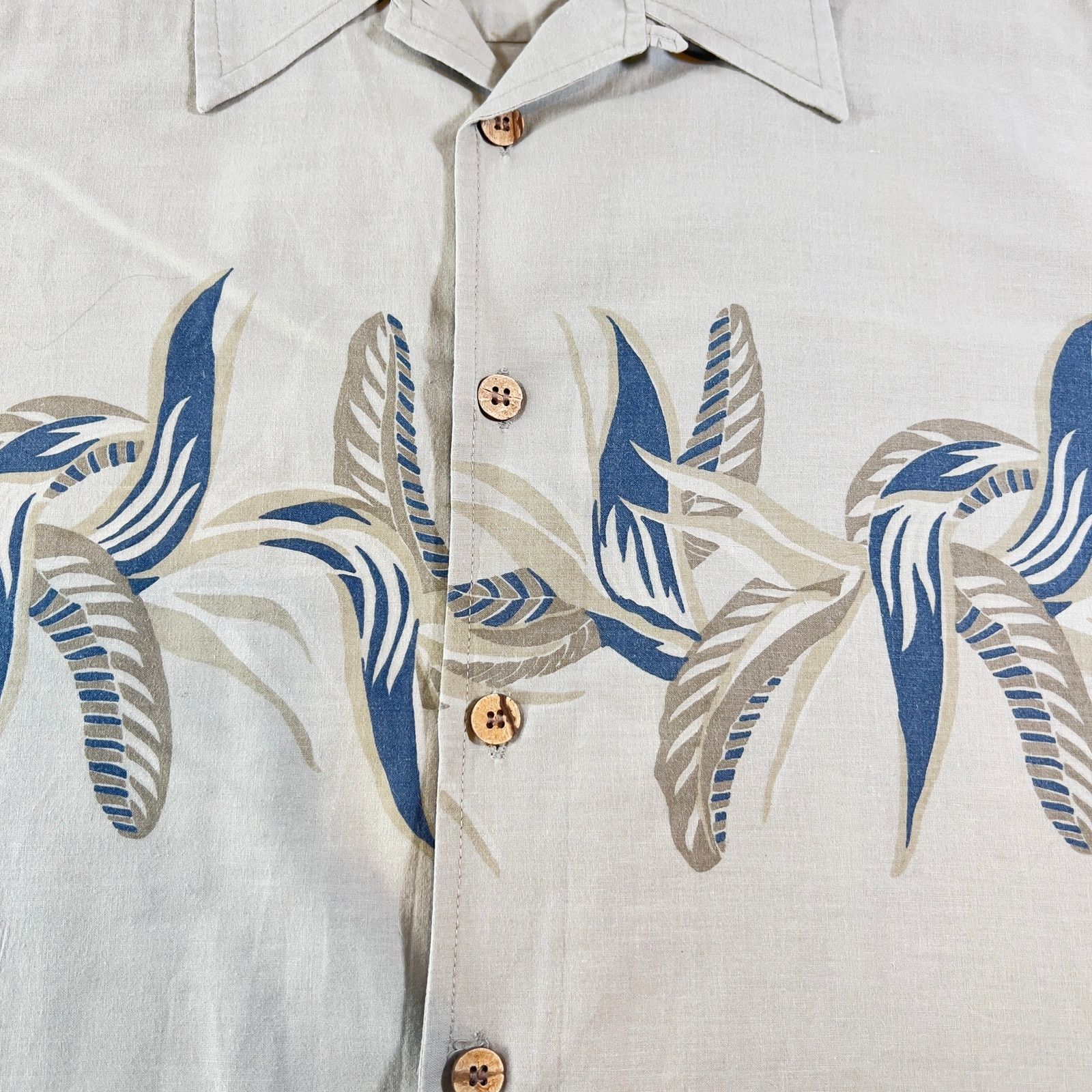 M.E. Sport Button Shirt M.E. Sport Mens XL Tan Slate Blue Floral Print Size US XL / EU 56 / 4 - 4 Thumbnail