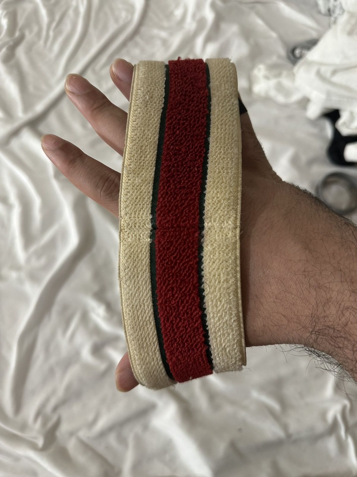 Gucci Gucci Cream Striped Logo Terry Elastic Head Band Size ONE SIZE - 7 Thumbnail