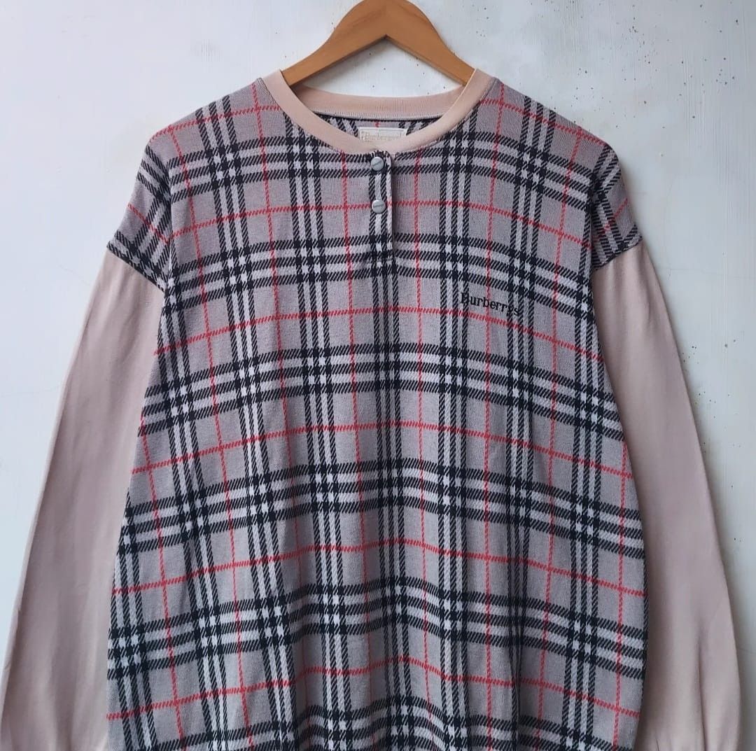 Burberry × Burberry Prorsum × Vintage Vtg Burberrys Novacheck Half Button Sweatahirt Size US L / EU 52-54 / 3 - 4 Thumbnail