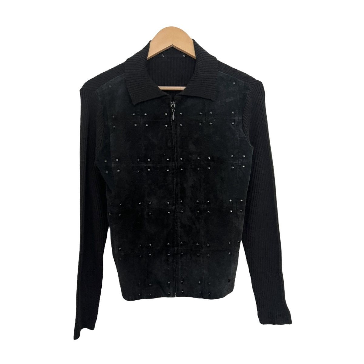 Vintage Hybrid suede stud knit jacket Size US S / EU 44-46 / 1 - 1 Thumbnail