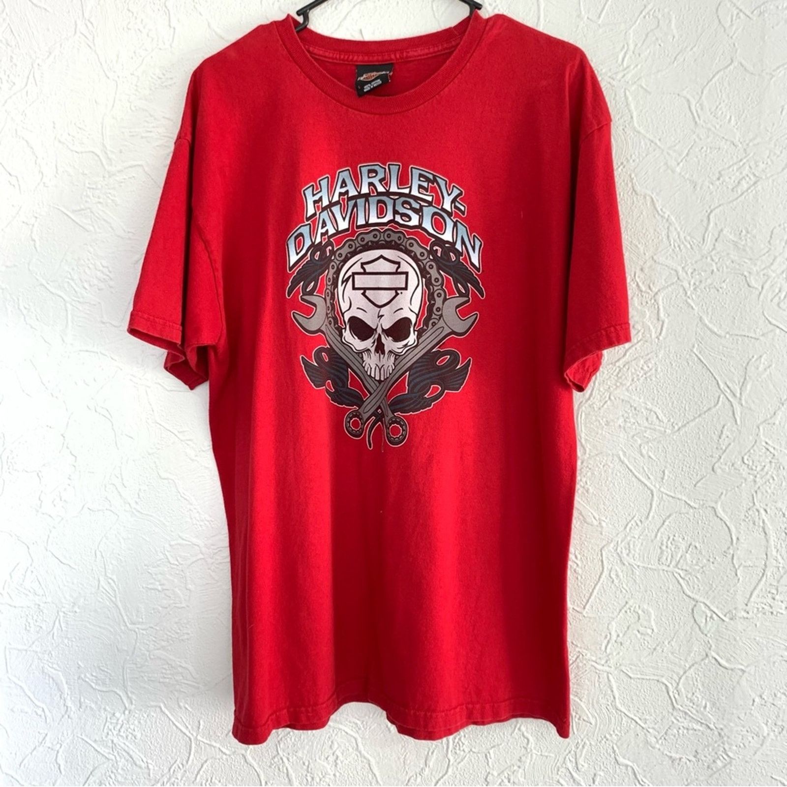 Harley Davidson MENS HARLEY-DAVIDSON RED BIKER TEE SHIRT SKULL SZ LARGE NICE Size US L / EU 52-54 / 3 - 1 Thumbnail