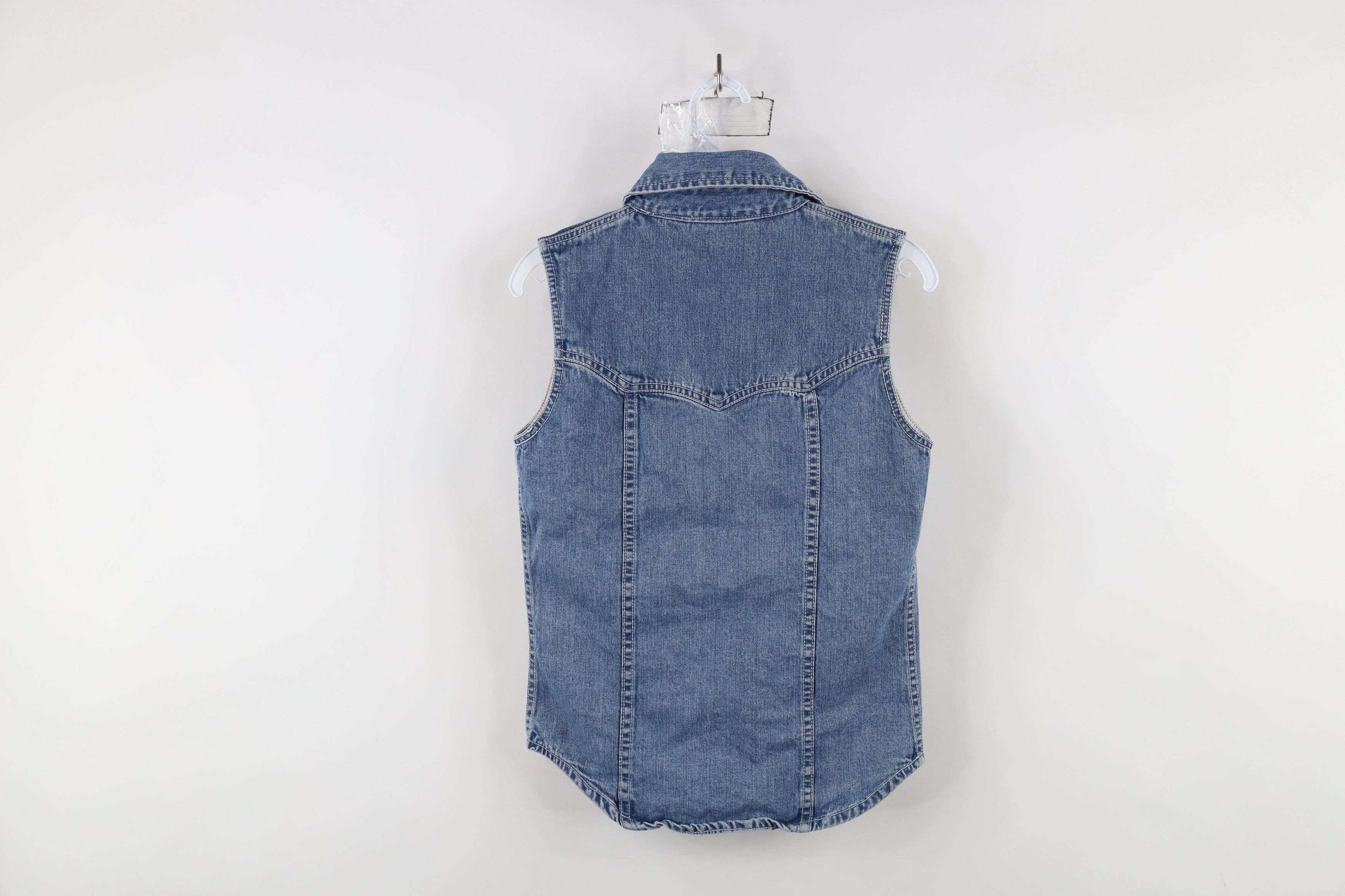 DKNY × Vintage Vintage 90s DKNY Western Denim Jean Sleeveless Button Shirt Size S / US 4 / IT 40 - 12 Thumbnail