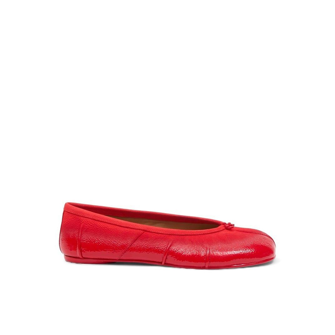 MAISON MARGIELA Red Leather Ballerina Flats New/Authentic (W
