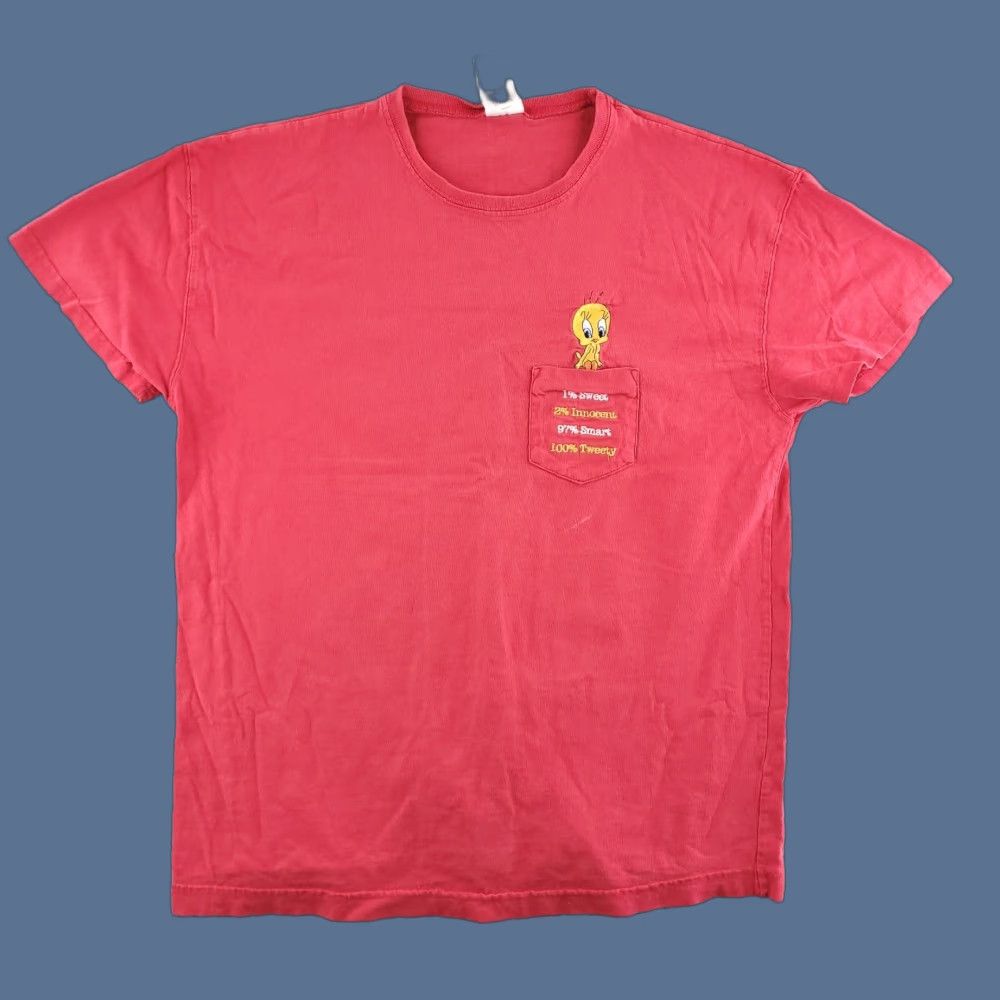 Vintage VINTAGE Warner Bros Tweety Bird T Shirt Mens Large Red USA Crew Neck Short Sleeve Shirt Boys? Size US L / EU 52-54 / 3 - 1 Thumbnail